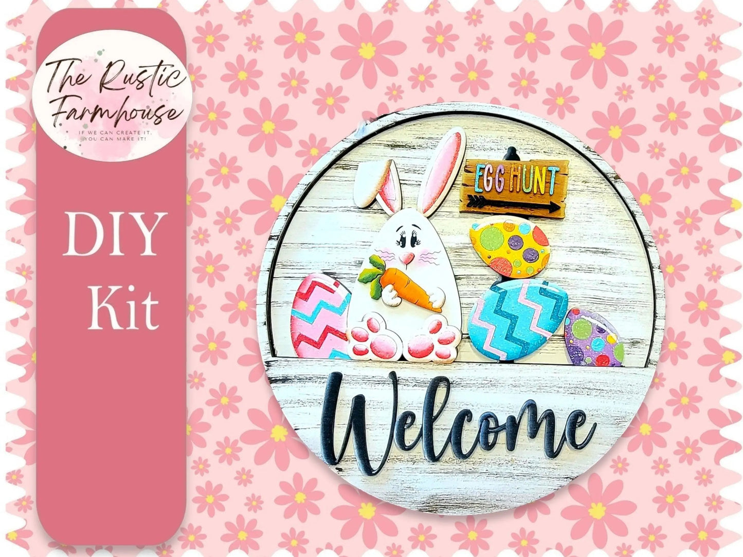 Egg Hunt insert for Welcome sign, DIY Door decor, 11 inch Door hanger, DIY Interchangeable door hanger insert , Welcome Door Hanger - RusticFarmhouseDecor