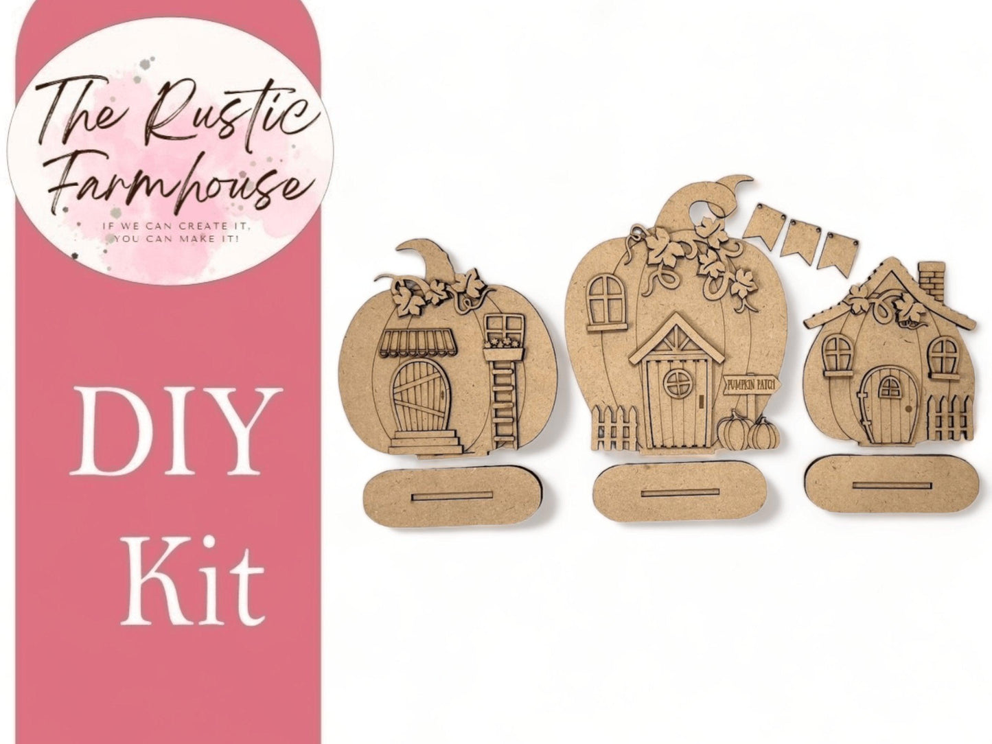 Fall Standing Pumpkin Houses Shelf Sitter, Fall Mantle Decor, Fall Pumpkin Home Decor - RusticFarmhouseDecor