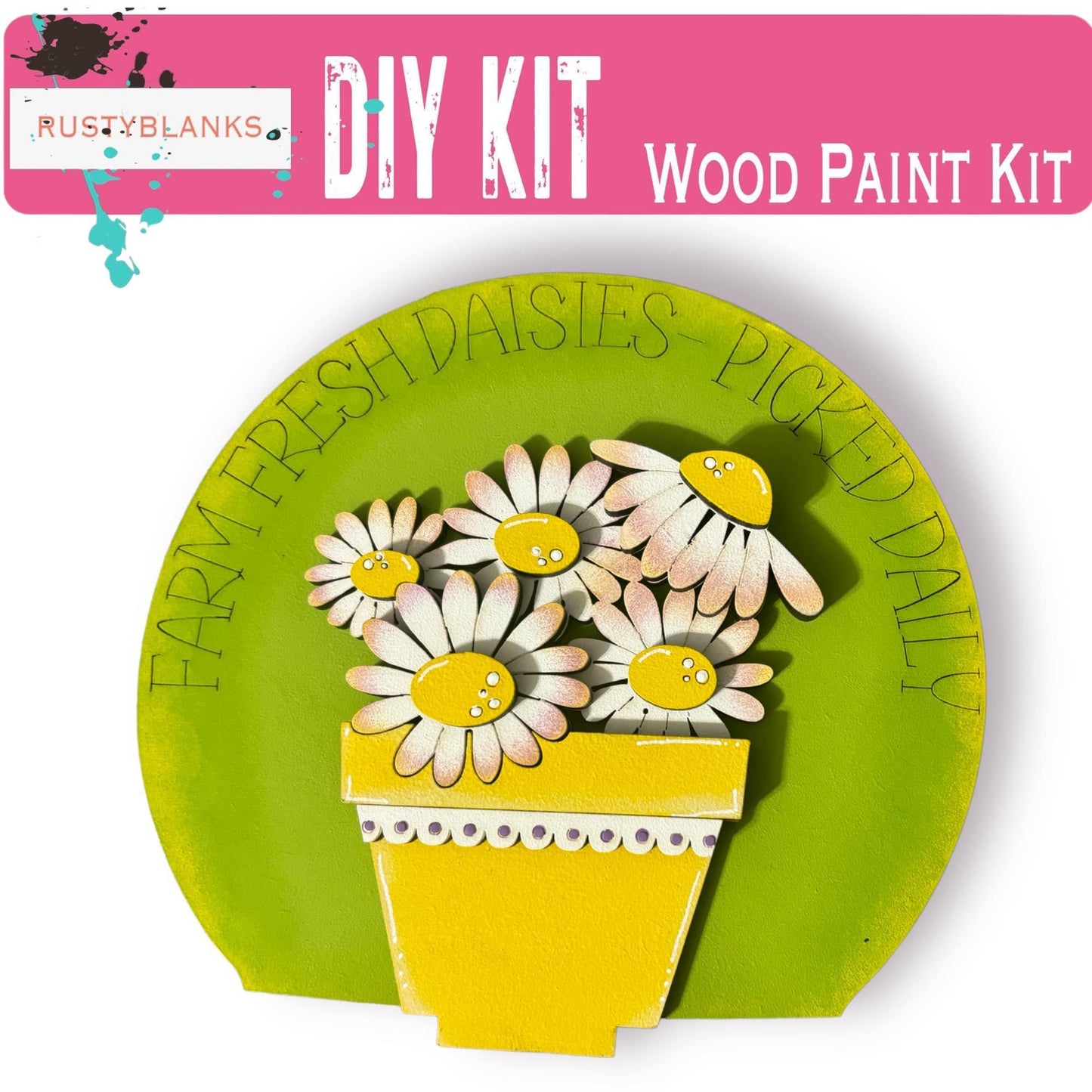 Farm Fresh Daises Insert for Snow Globe DIY Interchangeable Decor, Wood Paint Kit, Interchangealbe Snow Globe - RusticFarmhouseDecor