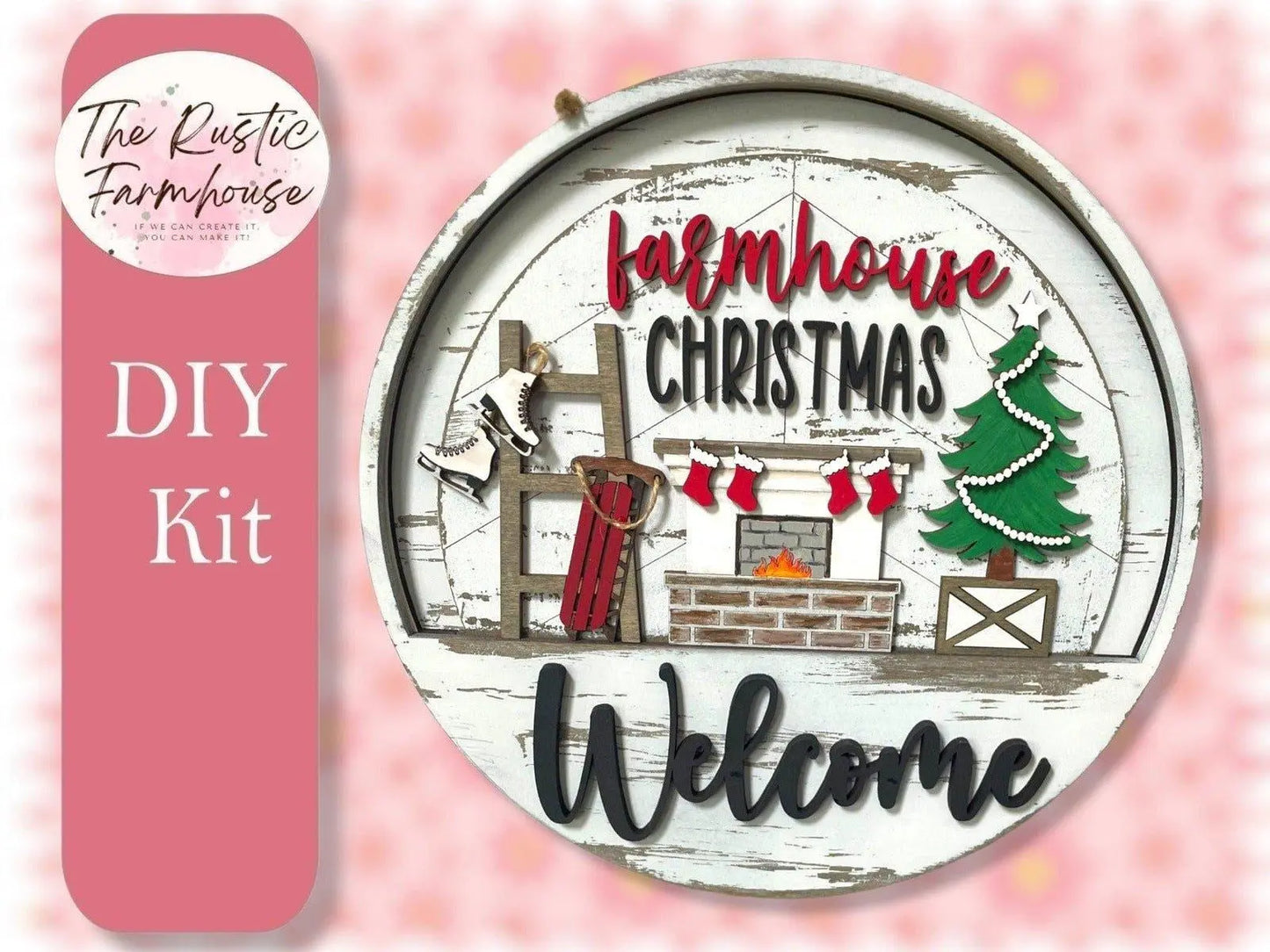 Farmhouse Christmas Insert for Welcome sign, 11 inch Door hanger, DIY Interchangeable door hanger insert , Welcome Door Hanger - RusticFarmhouseDecor