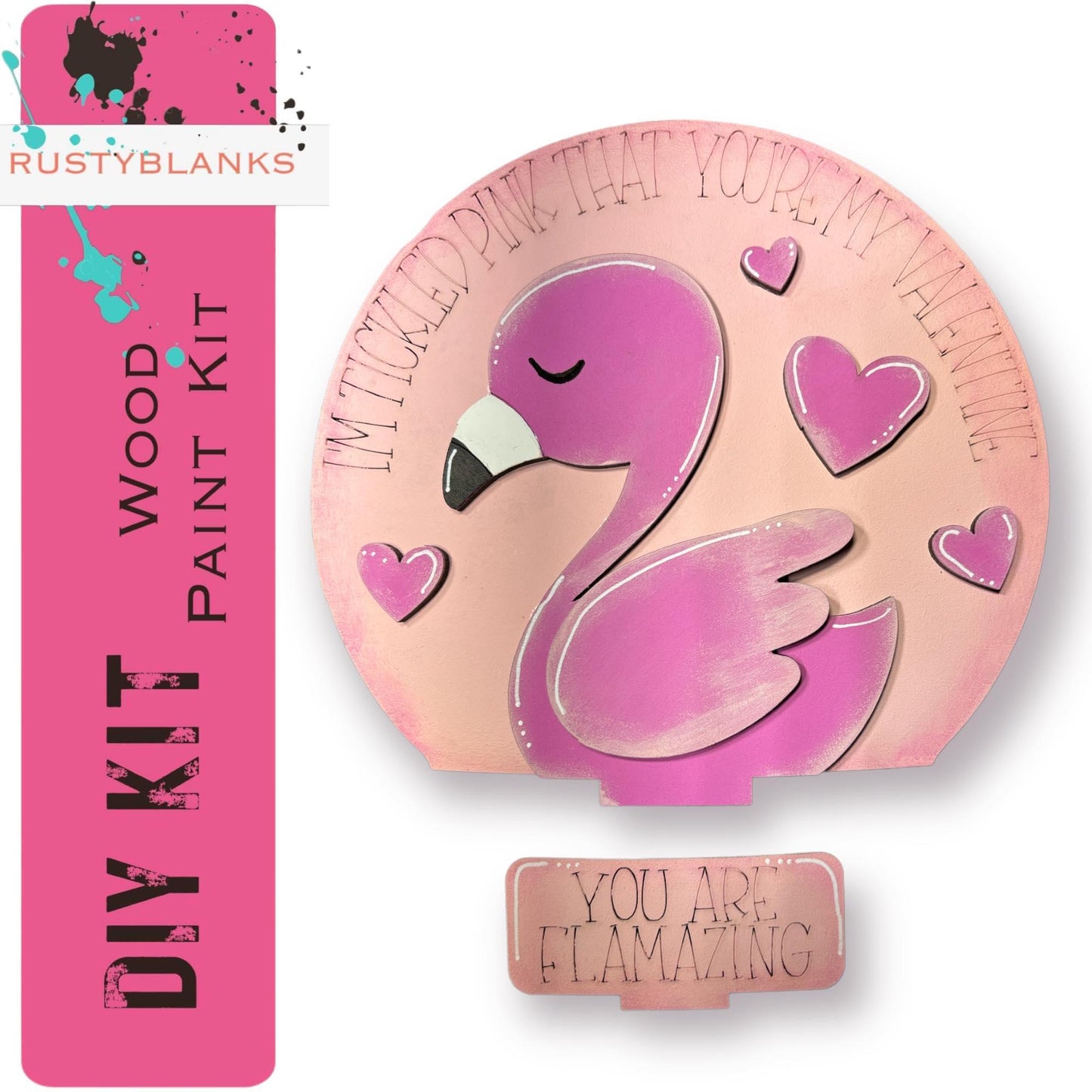 Flamingo Valentines Insert for Snow Globe DIY Interchangeable Decor, Wood Paint Kit, Interchangealbe Snow Globe - RusticFarmhouseDecor