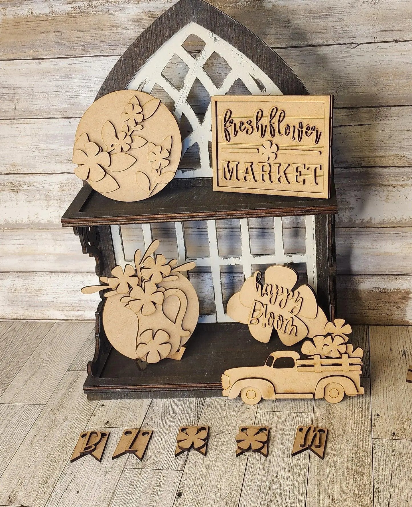 Fresh Flowers Market Tiered Tray Decor - RusticFarmhouseDecor