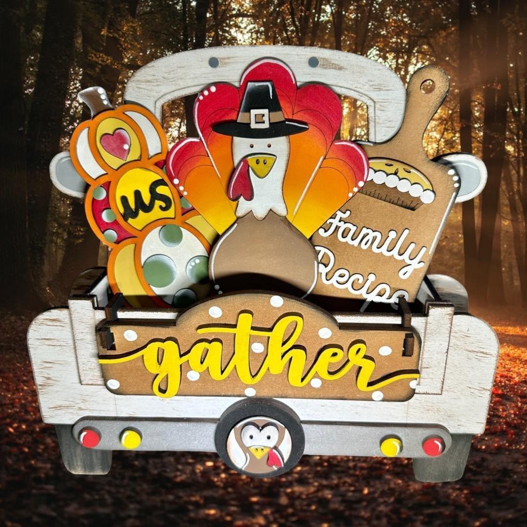 Gather with a Turkey insert - DIY Interchangeable Inserts - Tiered Tray Deco - RusticFarmhouseDecor