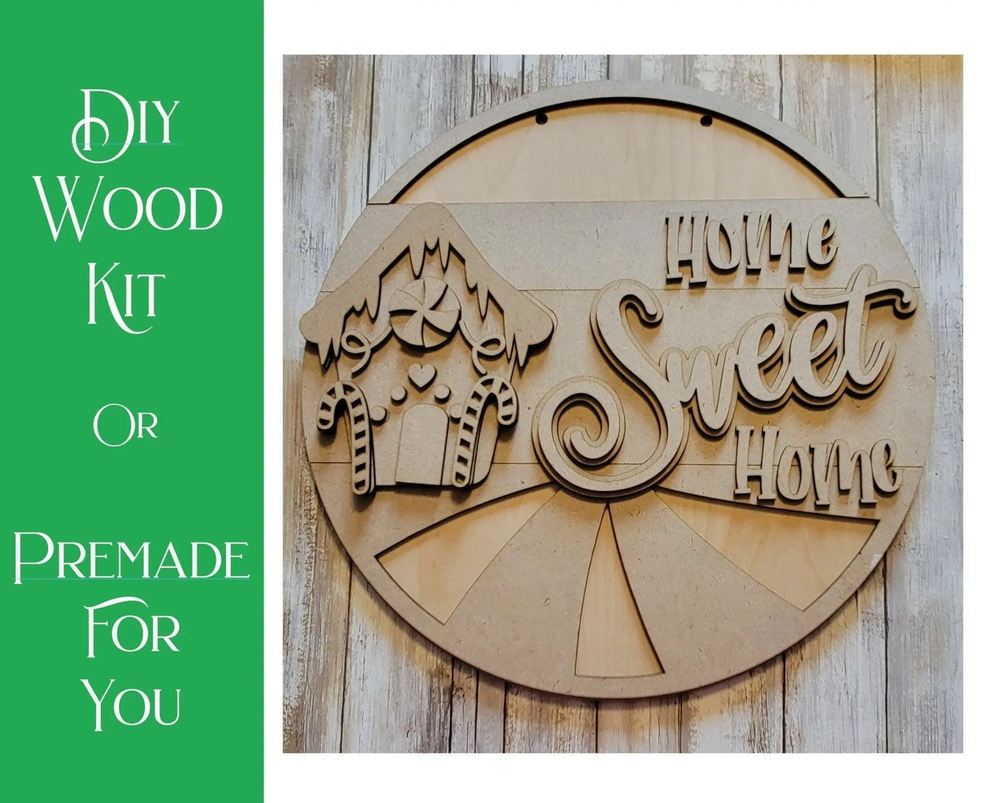 Gingerbread House - Home Sweet Home Door Hanger - RusticFarmhouseDecor