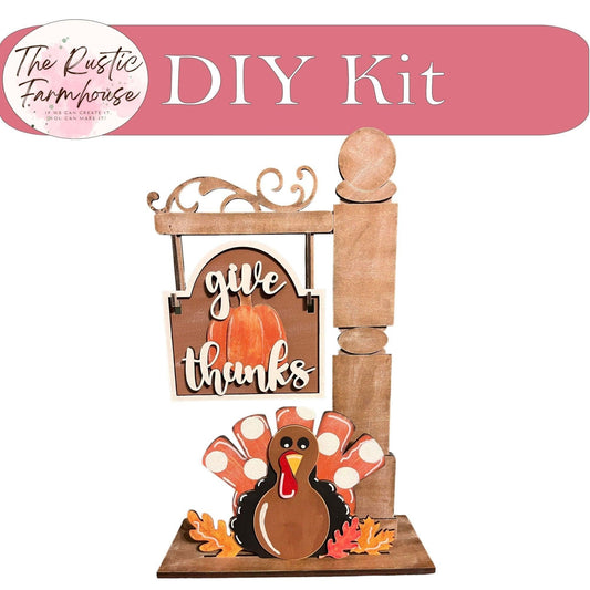 Give Thanks Sign and Turkey insert for our Mini Interchangeable Posts - RusticFarmhouseDecor