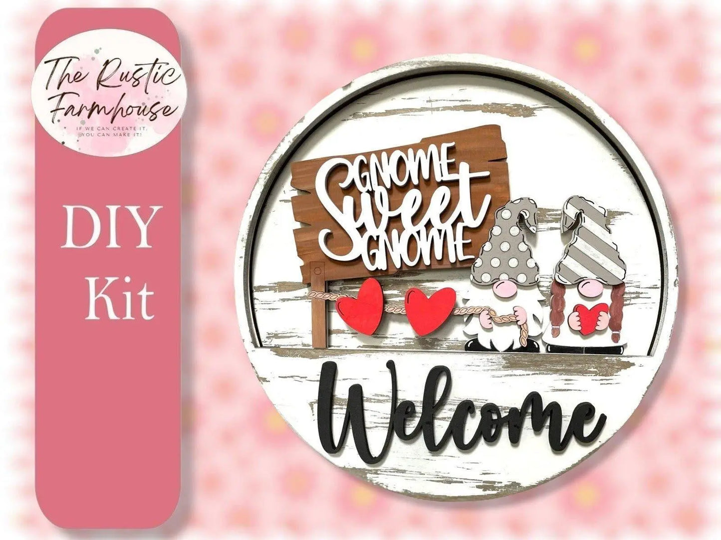 Gnome Sweet Gnome Insert for Welcome sign, DIY Door decor, 11 inch Door hanger, DIY Interchangeable door hanger insert, Welcome Door Hanger - RusticFarmhouseDecor