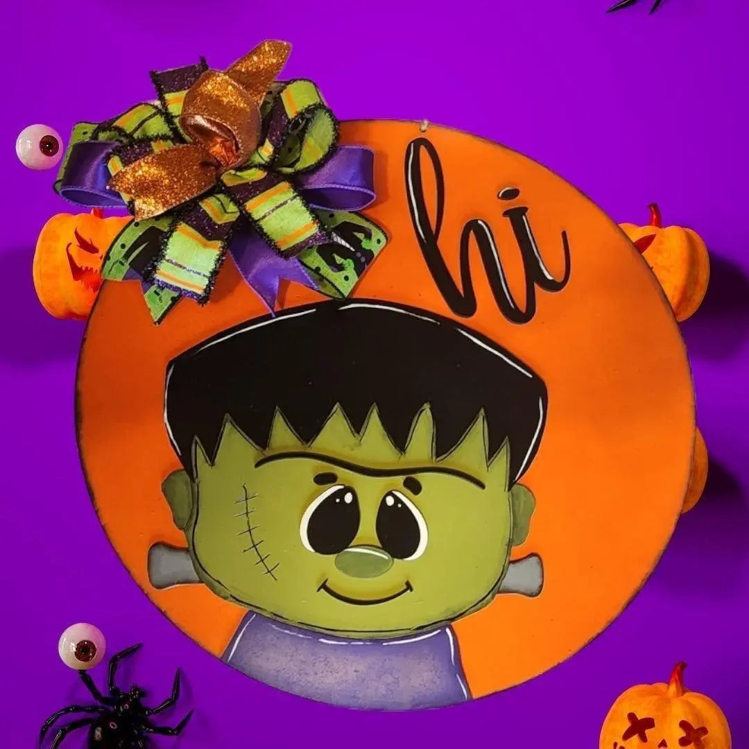 Halloween Frankenstein Hi Door Hanger for Trick or Treaters Sign Wooden Blanks - RusticFarmhouseDecor