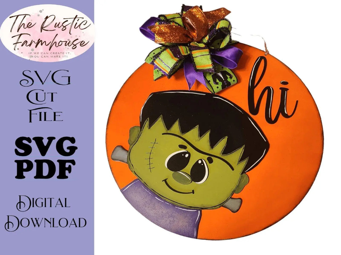 Halloween Frankenstein SVG Hi Door Hanger Cut Filer for Lasers and Glowforge Multi-layered - RusticFarmhouseDecor