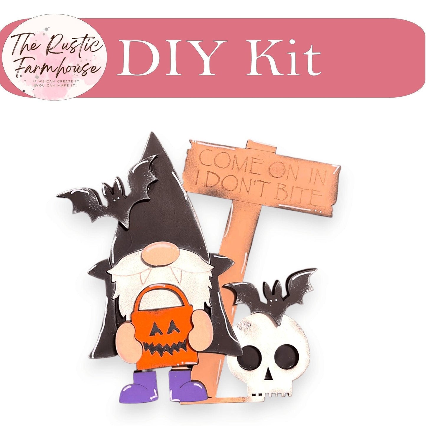 Halloween Gnomes Shelf Sitter, DIY Gnome kit, Tiered Tray Decor - RusticFarmhouseDecor