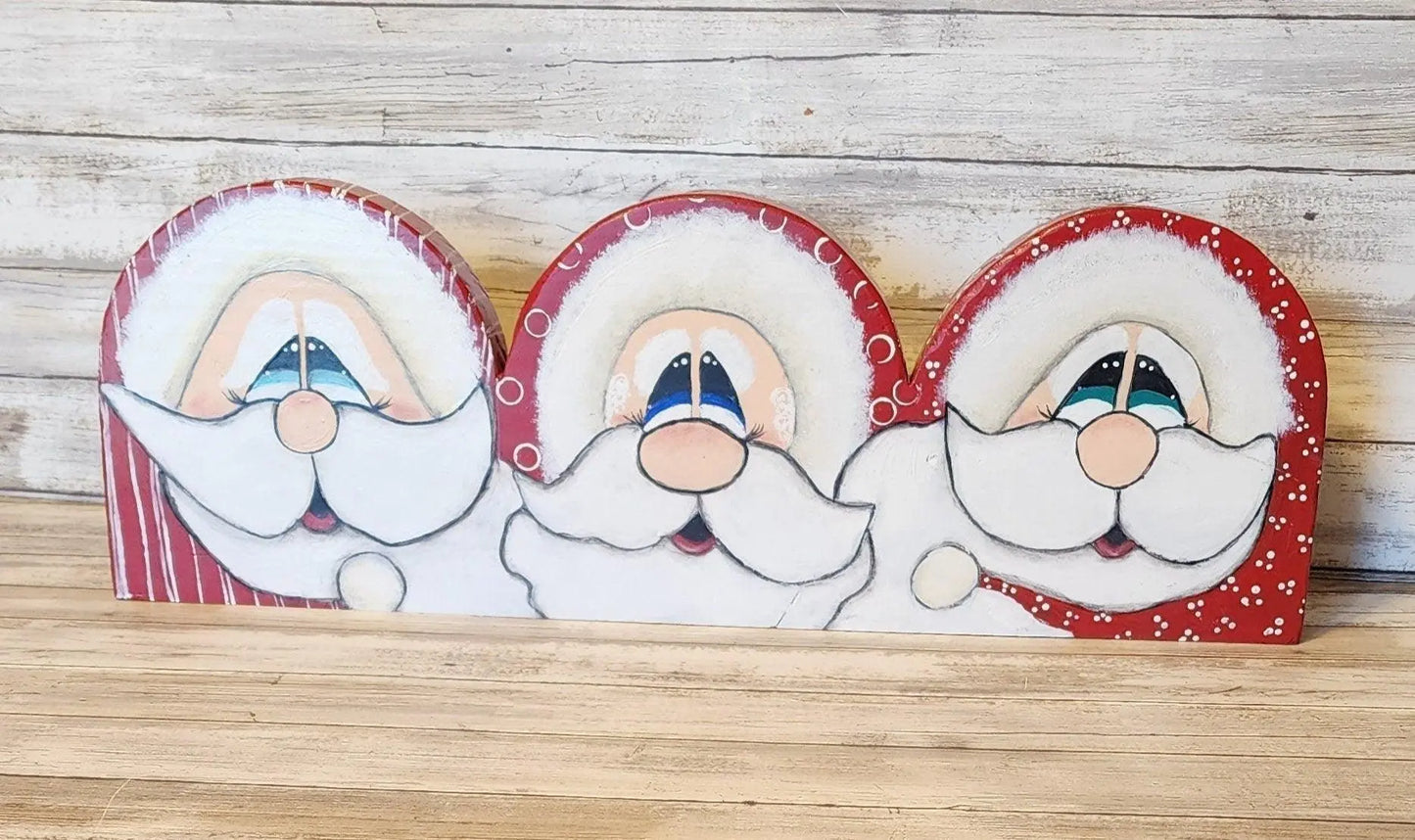 Handpainted Santa Face, Santa Shelf Sitter, Christmas Santa Decor - RusticFarmhouseDecor