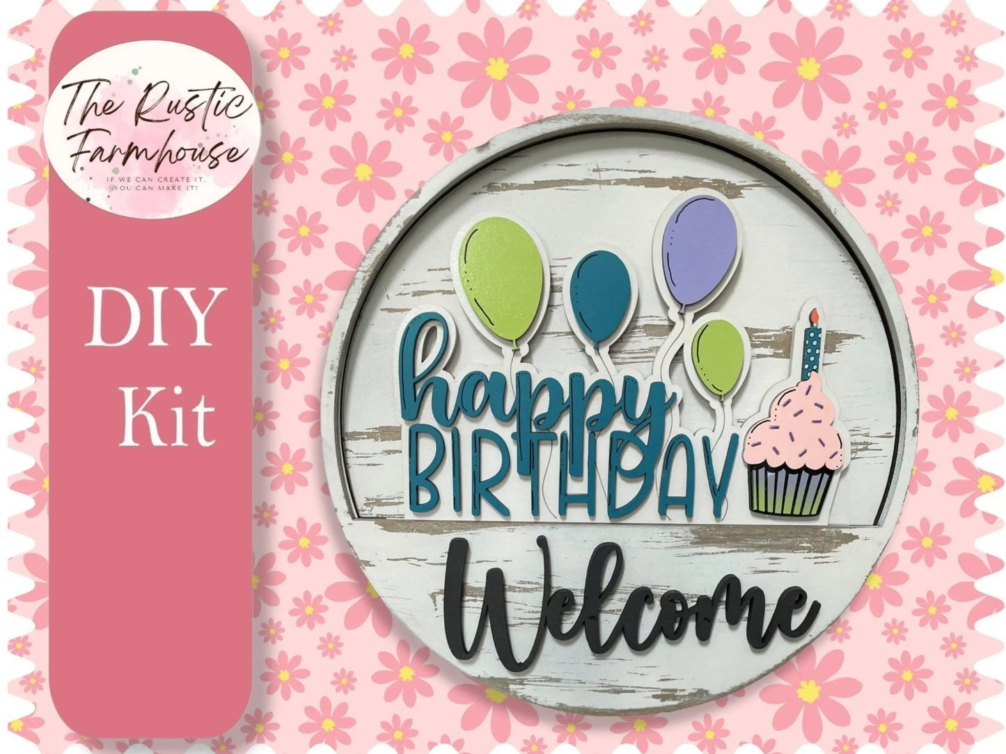 Happy Birthday Insert for Welcome sign, DIY Door decor, 11 inch Door hanger, DIY Happy Birthday Interchangeable door hanger insert - RusticFarmhouseDecor