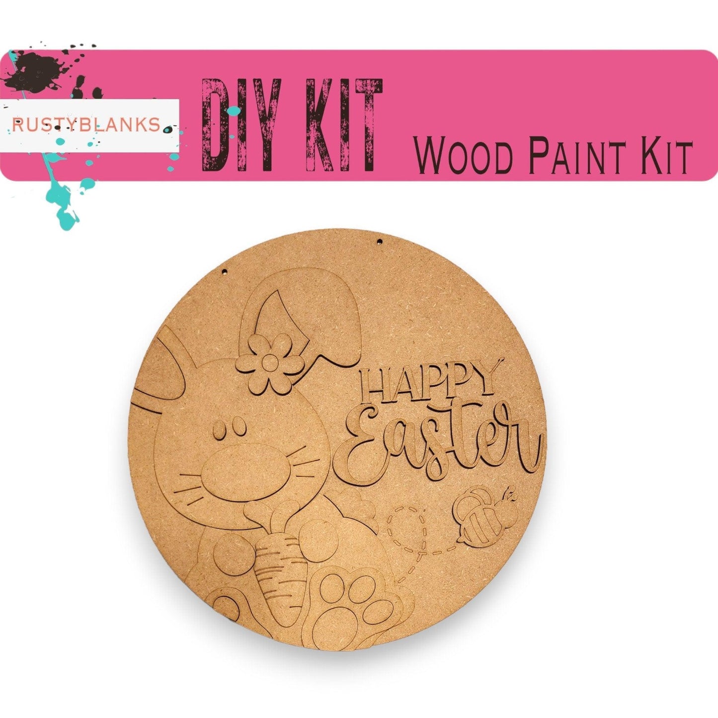Happy Easter Bunny DIY Door Hanger - Wood Blanks for Crafting - RusticFarmhouseDecor