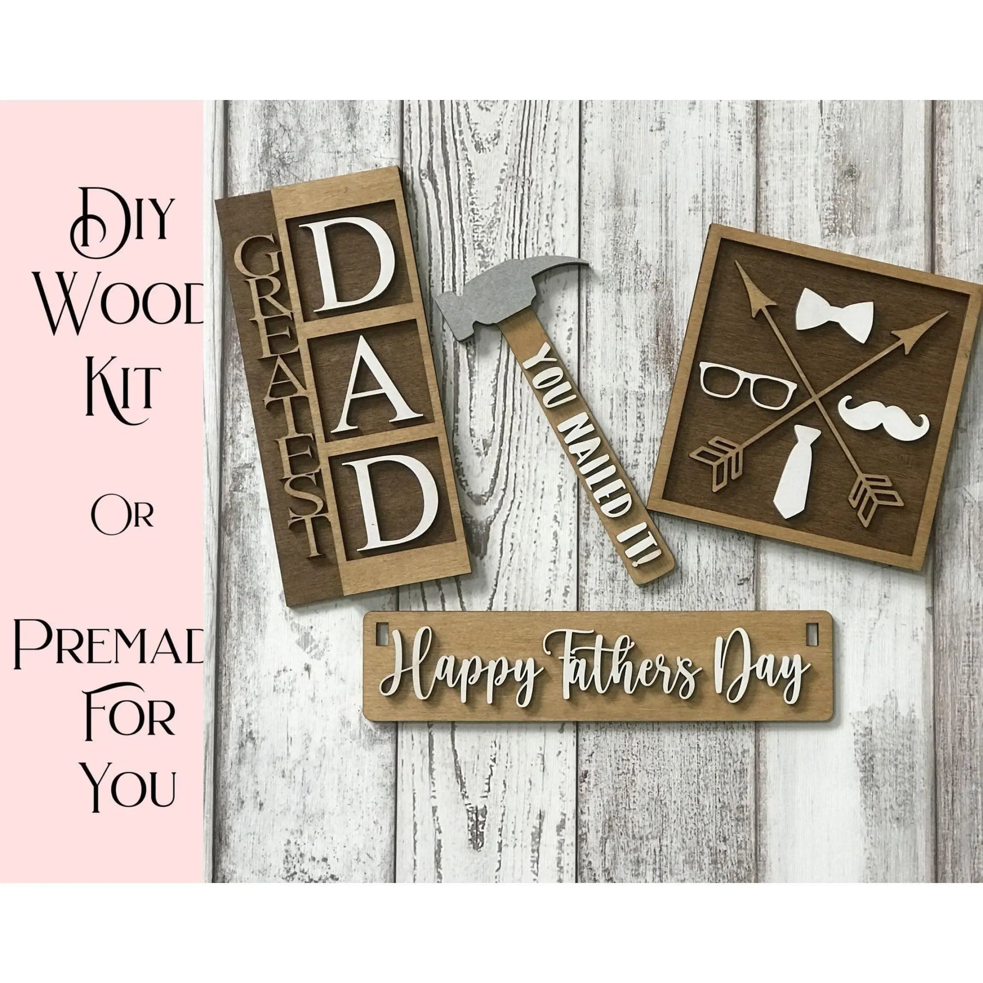 Happy Fathers Day Wagon/Raised Shelf Insert Set - RusticFarmhouseDecor