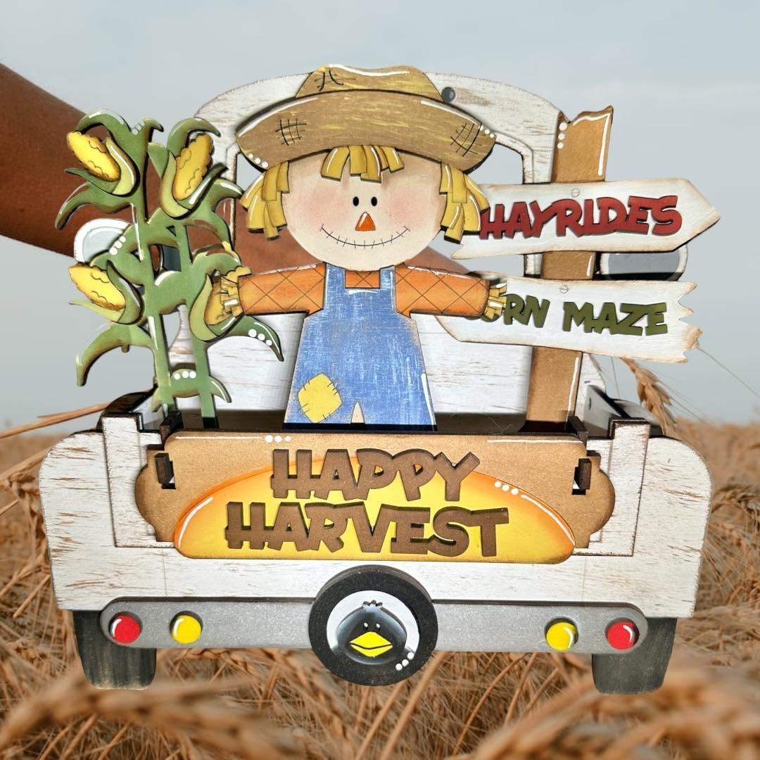 Happy Harvest Scarecrow - DIY Interchangeable Inserts - Tiered Tray Decor - RusticFarmhouseDecor