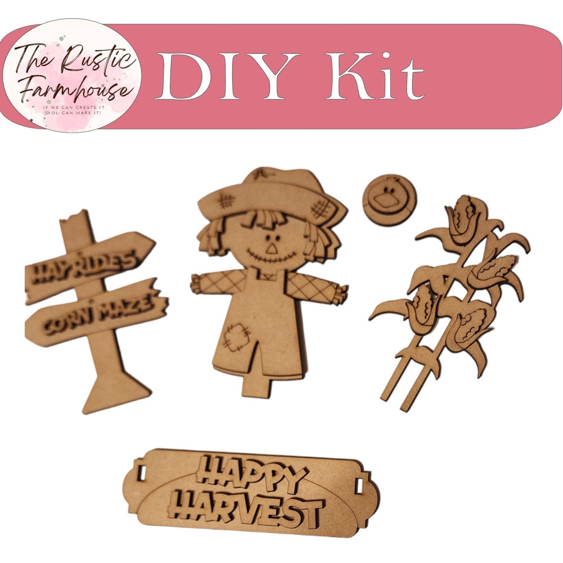 Happy Harvest Scarecrow - DIY Interchangeable Inserts - Tiered Tray Decor - RusticFarmhouseDecor