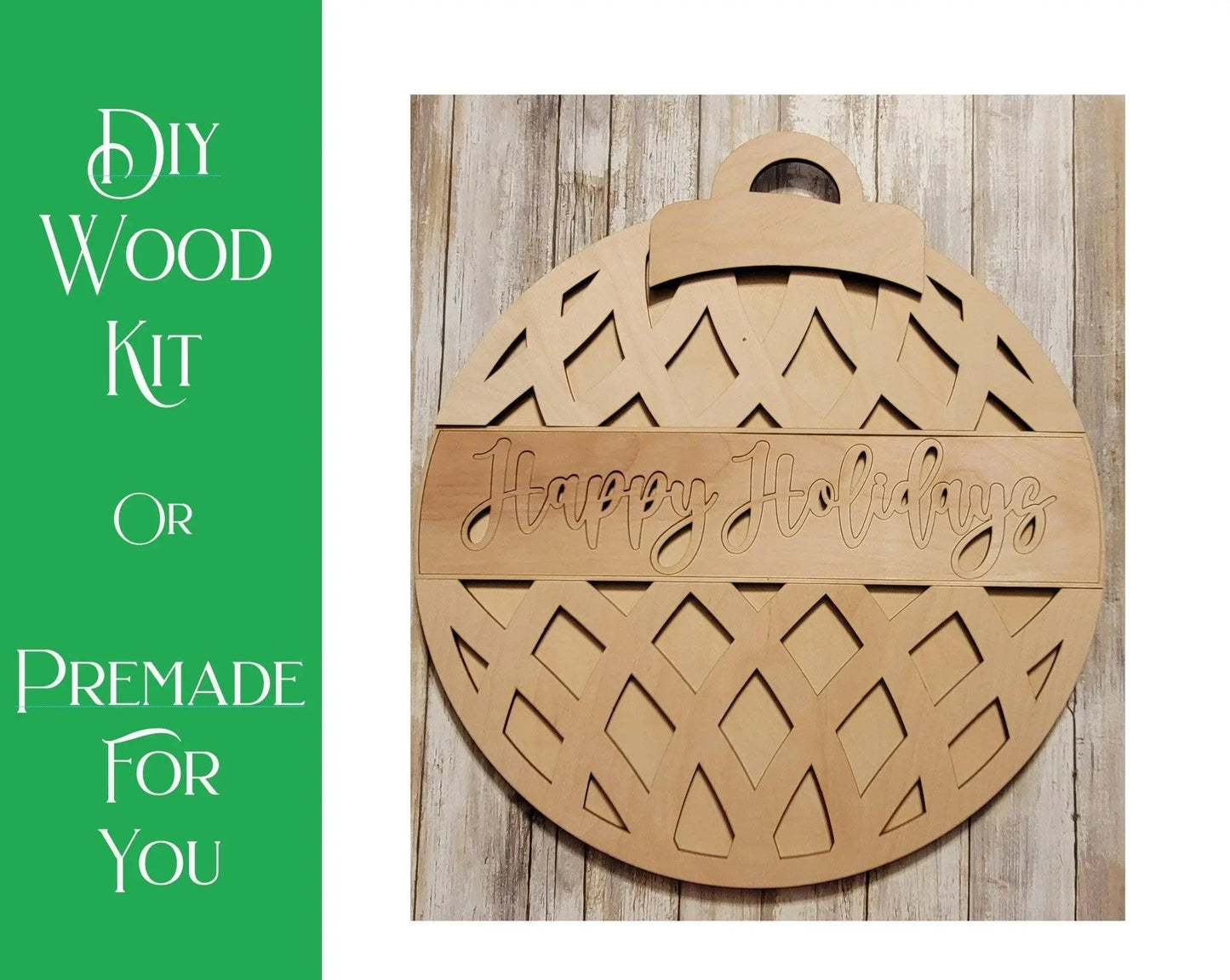 Happy Holidays Christmas Ornament Door Hanger - RusticFarmhouseDecor
