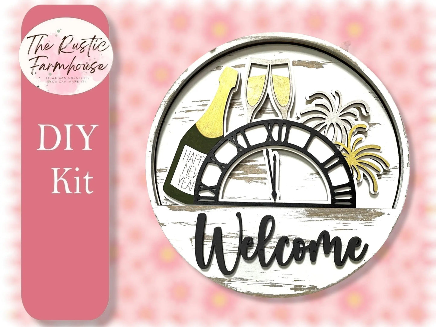 Happy New Year Insert for Welcome sign, DIY Door decor, 11 inch Door hanger, DIY Interchangeable door hanger insert, Welcome Door Hanger - RusticFarmhouseDecor