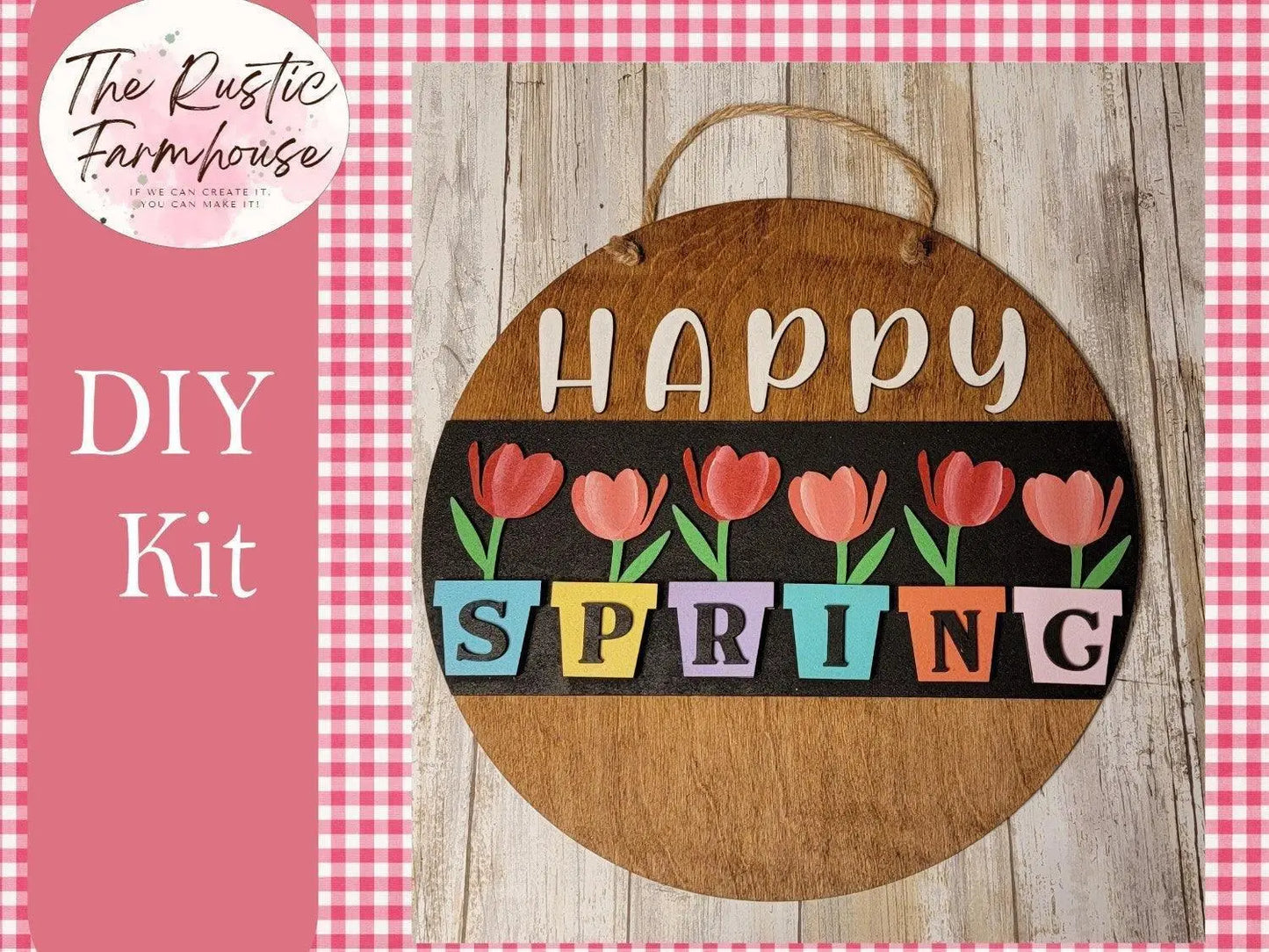 Happy Spring Door Hanger - RusticFarmhouseDecor
