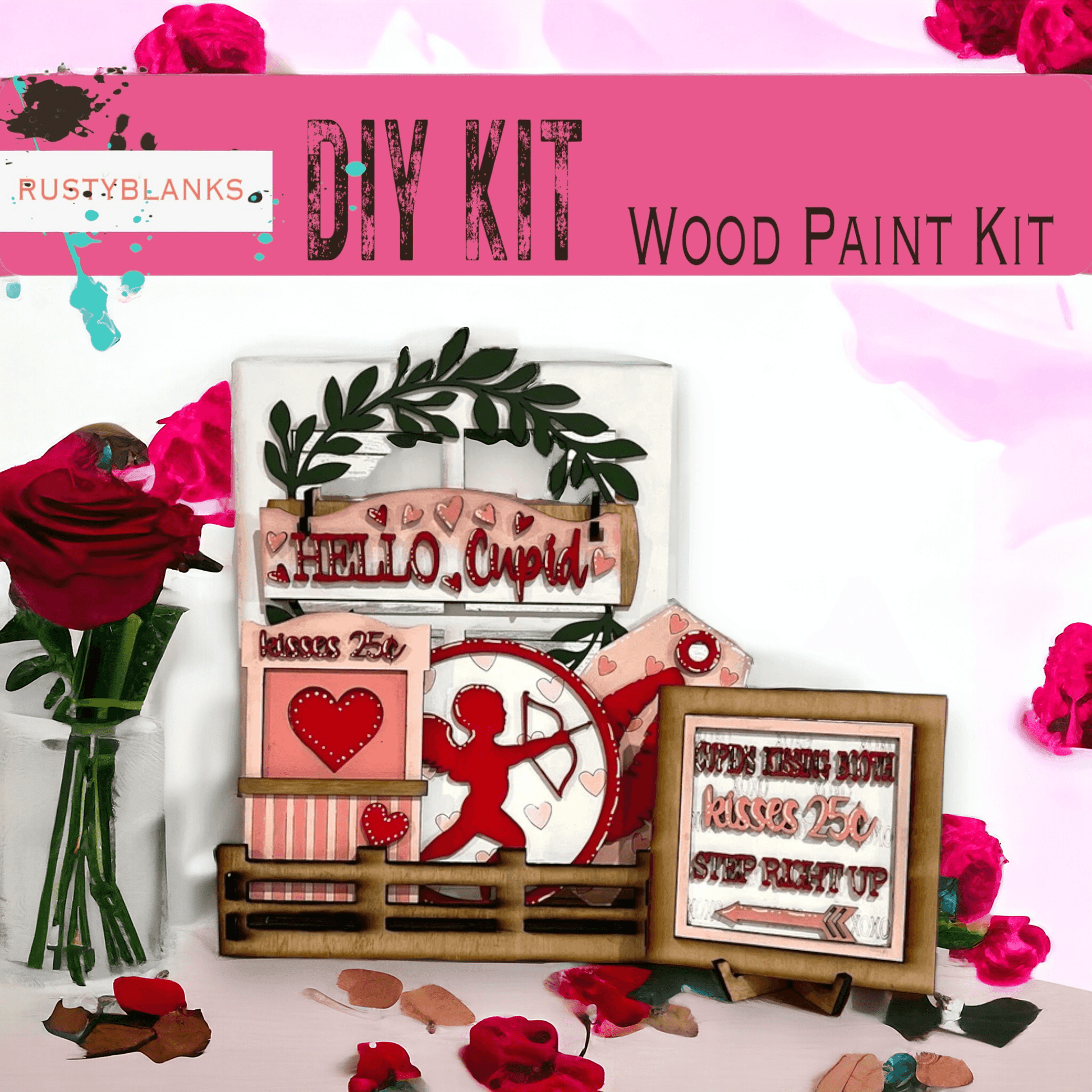 Hello Cupid Valentine Insert for our Interchangeable Window or House DIY Kit - RusticFarmhouseDecor