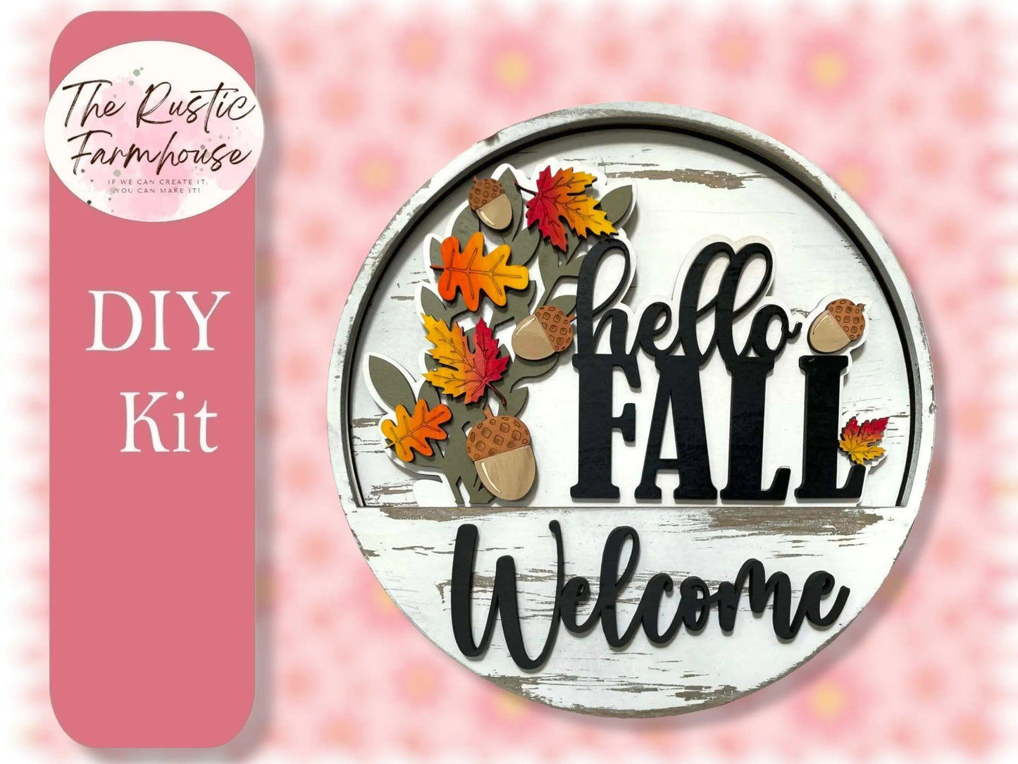 Hello Fall Insert for Welcome sign, DIY Door decor, 11 inch Door hanger, DIY Interchangeable door hanger insert , Welcome Door Hanger - RusticFarmhouseDecor