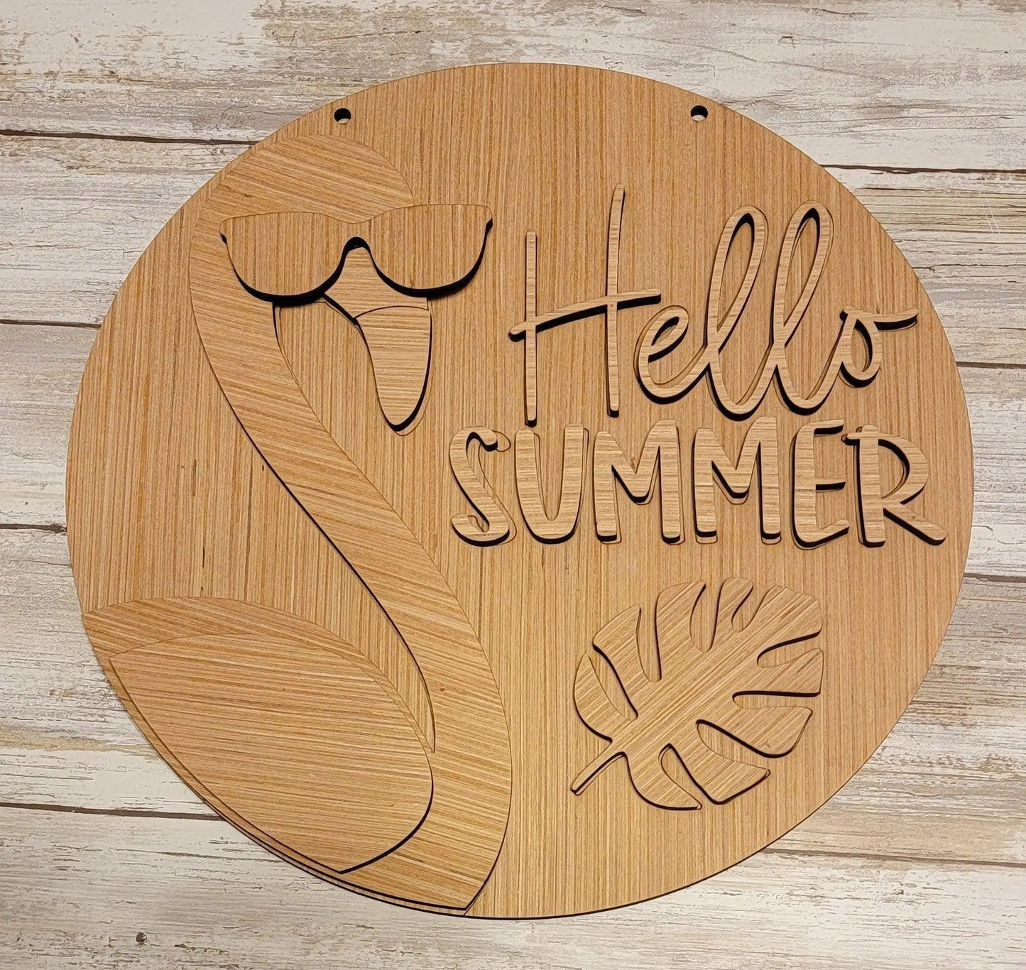 Hello Summer Flamingo Door Hanger - RusticFarmhouseDecor