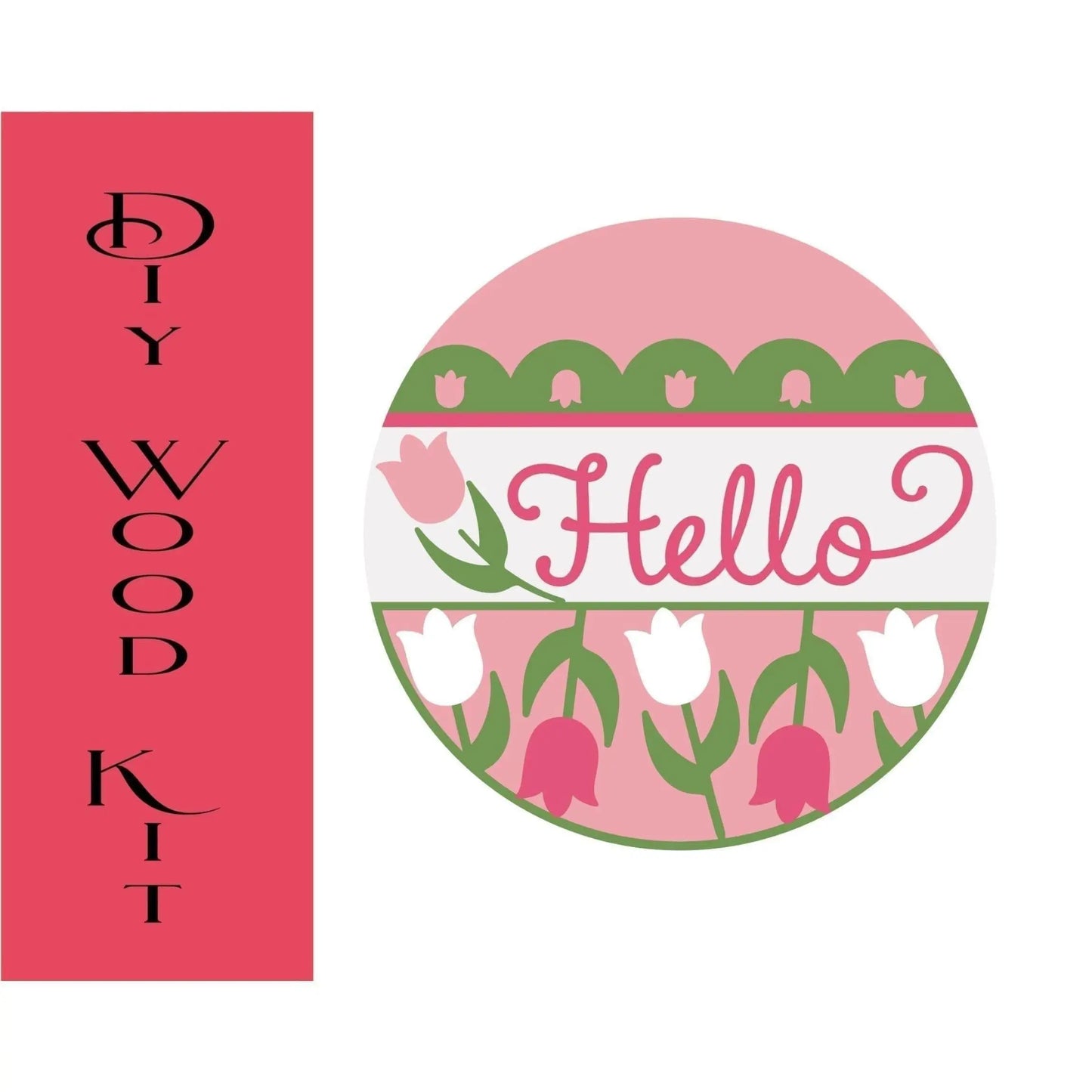 Hello Tulip Spring Door Hanger - RusticFarmhouseDecor