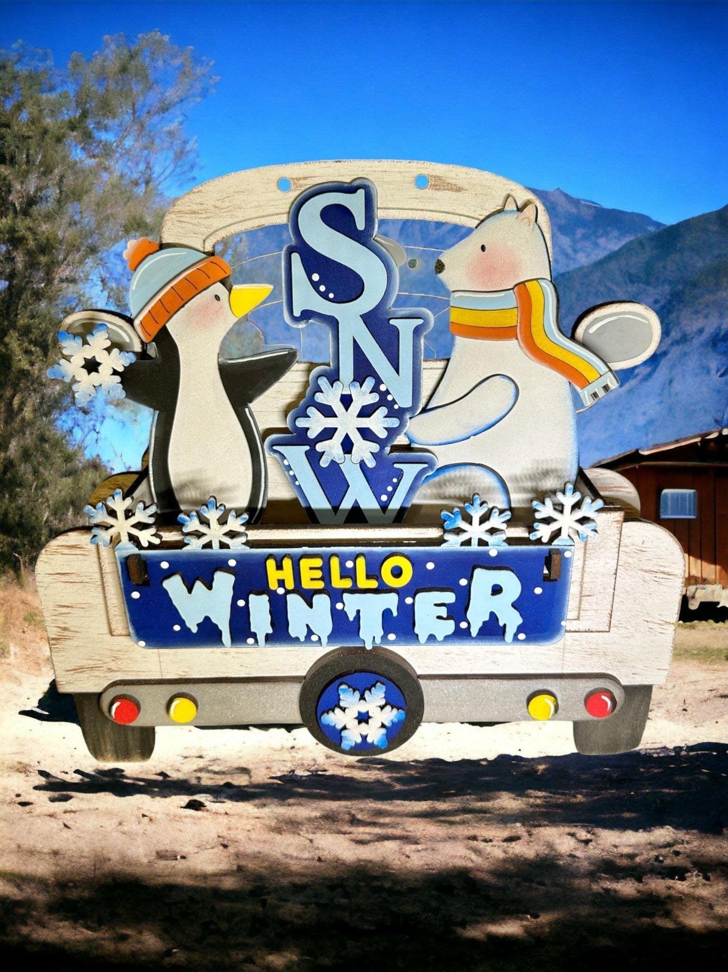 Hello Winter- DIY Interchangeable Inserts - Tiered Tray Decor - Polar Bear - Penguin - RusticFarmhouseDecor