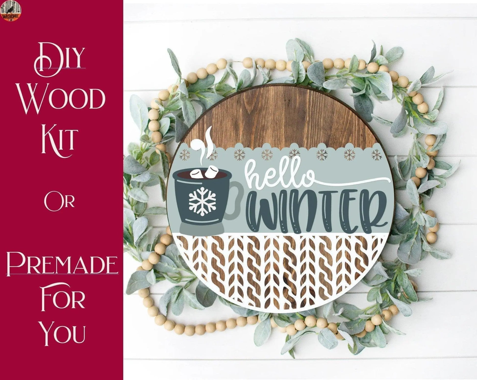 Hello Winter Mug Winter Door Hanger - RusticFarmhouseDecor
