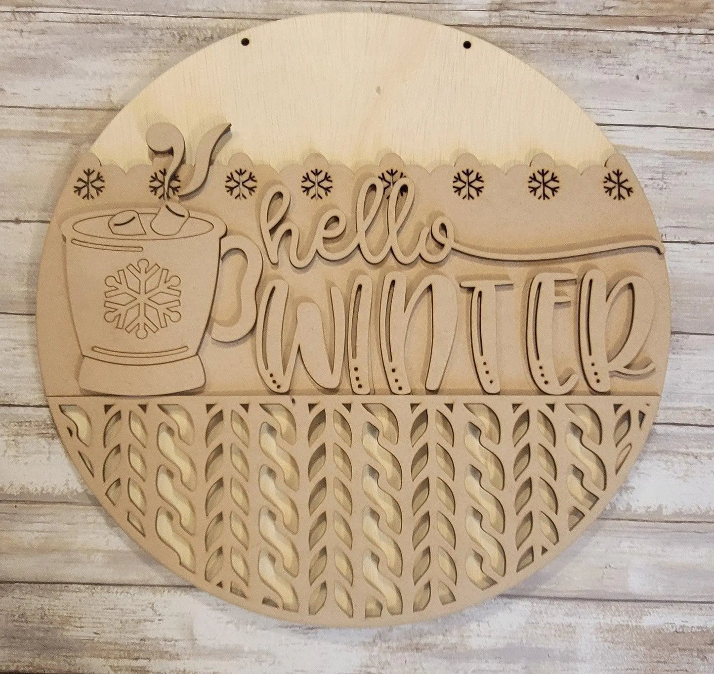 Hello Winter Mug Winter Door Hanger - RusticFarmhouseDecor