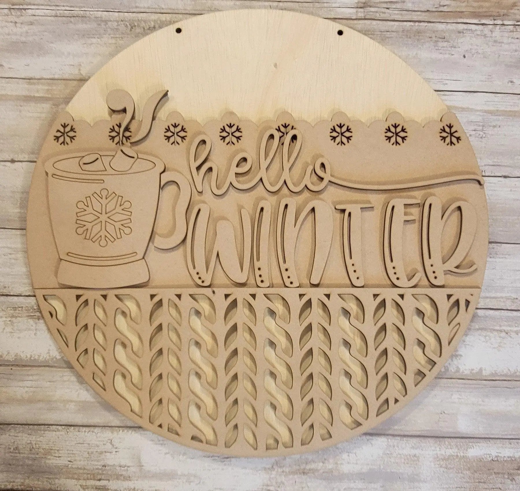 Hello Winter Mug Winter Door Hanger - RusticFarmhouseDecor