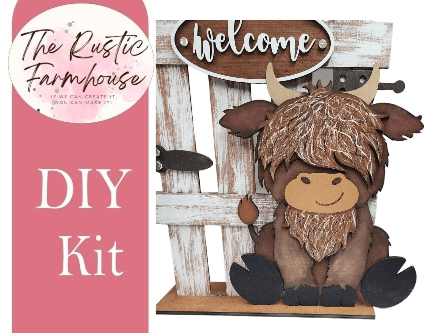 Highland Cow Insert for our Interchangeable Fence or Large Post - RusticFarmhouseDecor