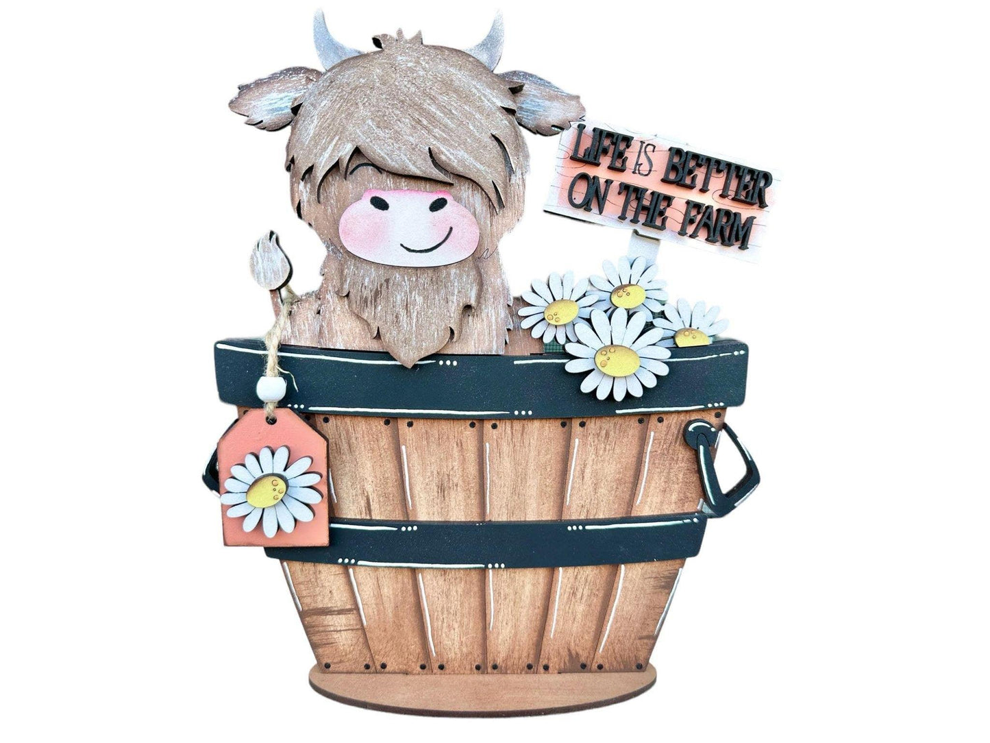 Highland Cow Insert for the Interchangeable Flower Basket - RusticFarmhouseDecor