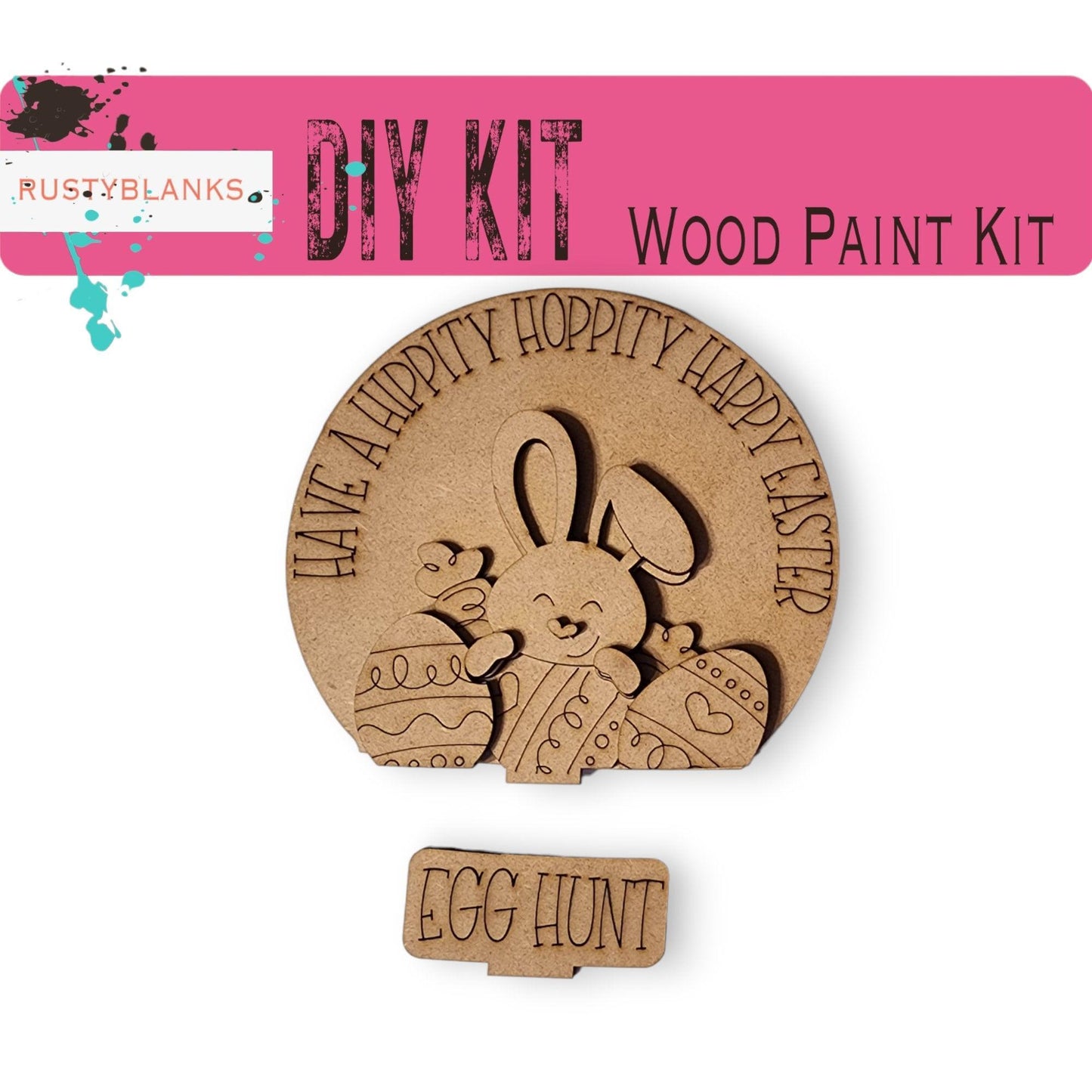 Hippity Hoppity Easter Bunny Insert for Snow Globe DIY Interchangeable Decor, Wood Paint Kit, Interchangealbe Snow Globe - RusticFarmhouseDecor