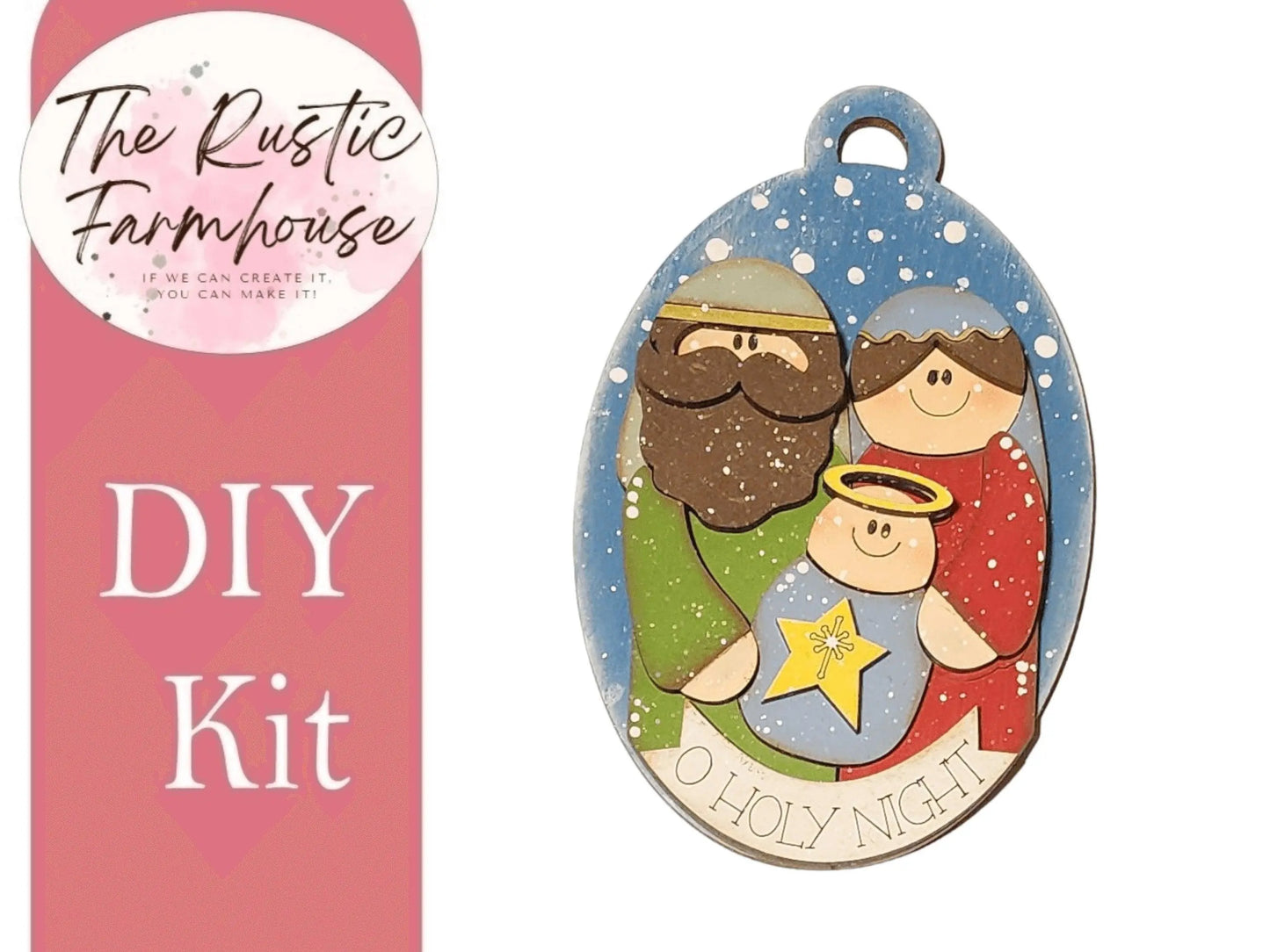 Holy Family Christmas Ornament, DIY Craft Kit - RusticFarmhouseDecor