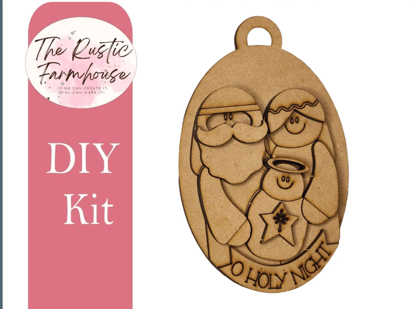 Holy Family Christmas Ornament, DIY Craft Kit - RusticFarmhouseDecor