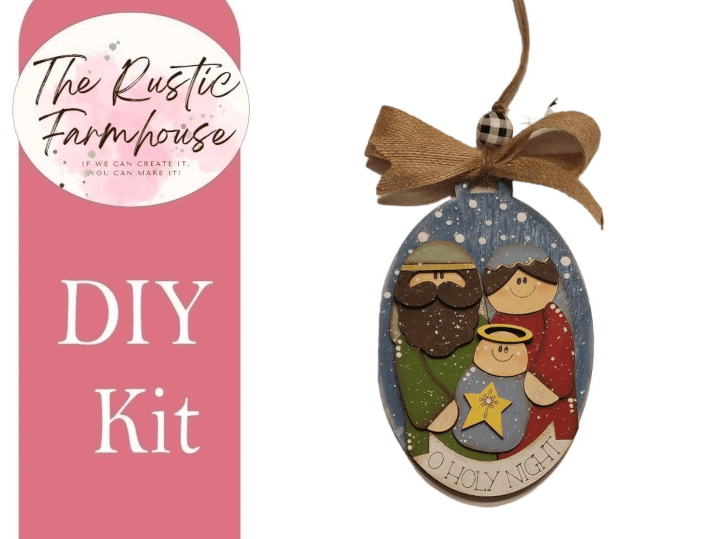 Holy Family Christmas Ornament, DIY Craft Kit - RusticFarmhouseDecor