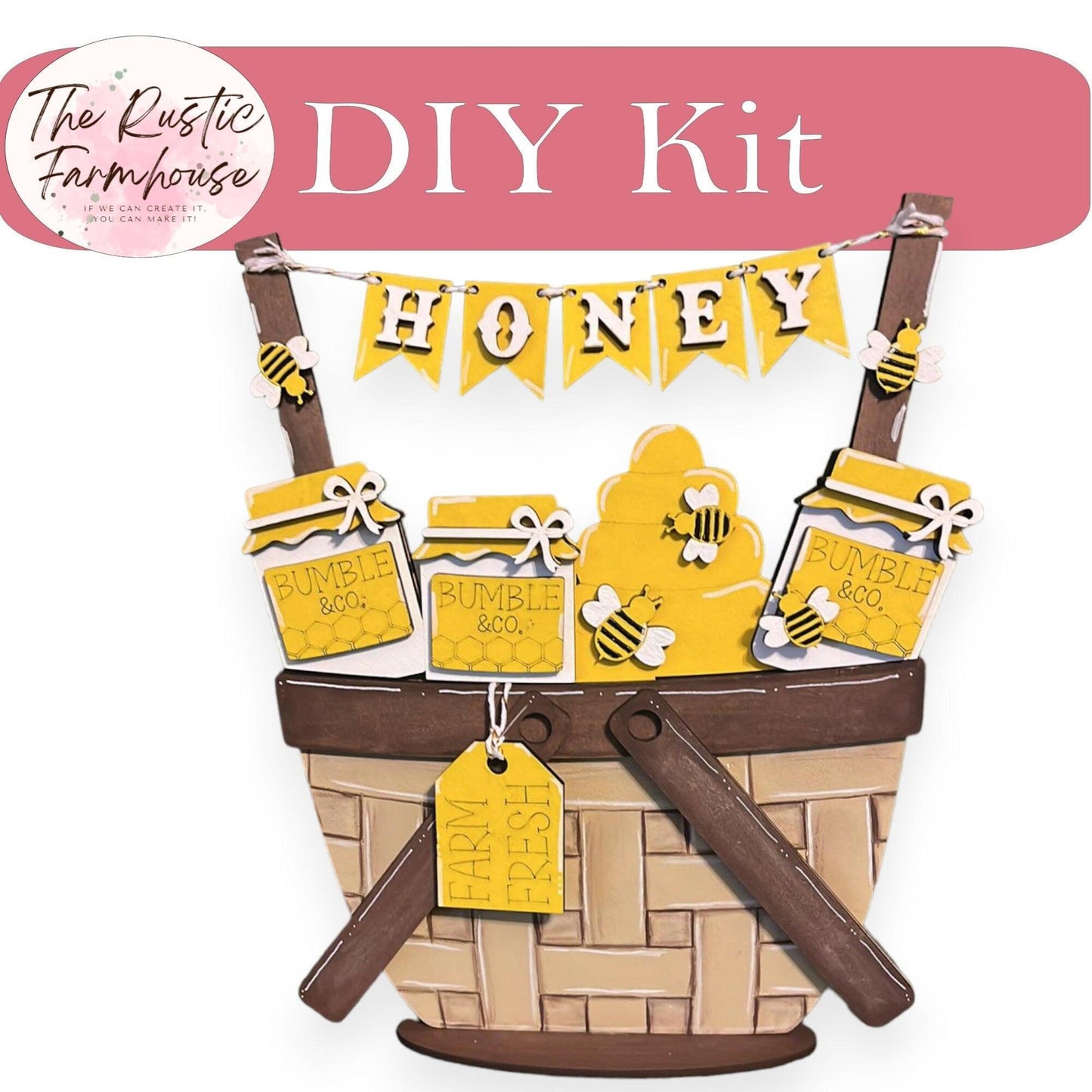 Honey for the Interchangeable Basket Decor , Wood Blank for Painting - Inserts for Basket - RusticFarmhouseDecor