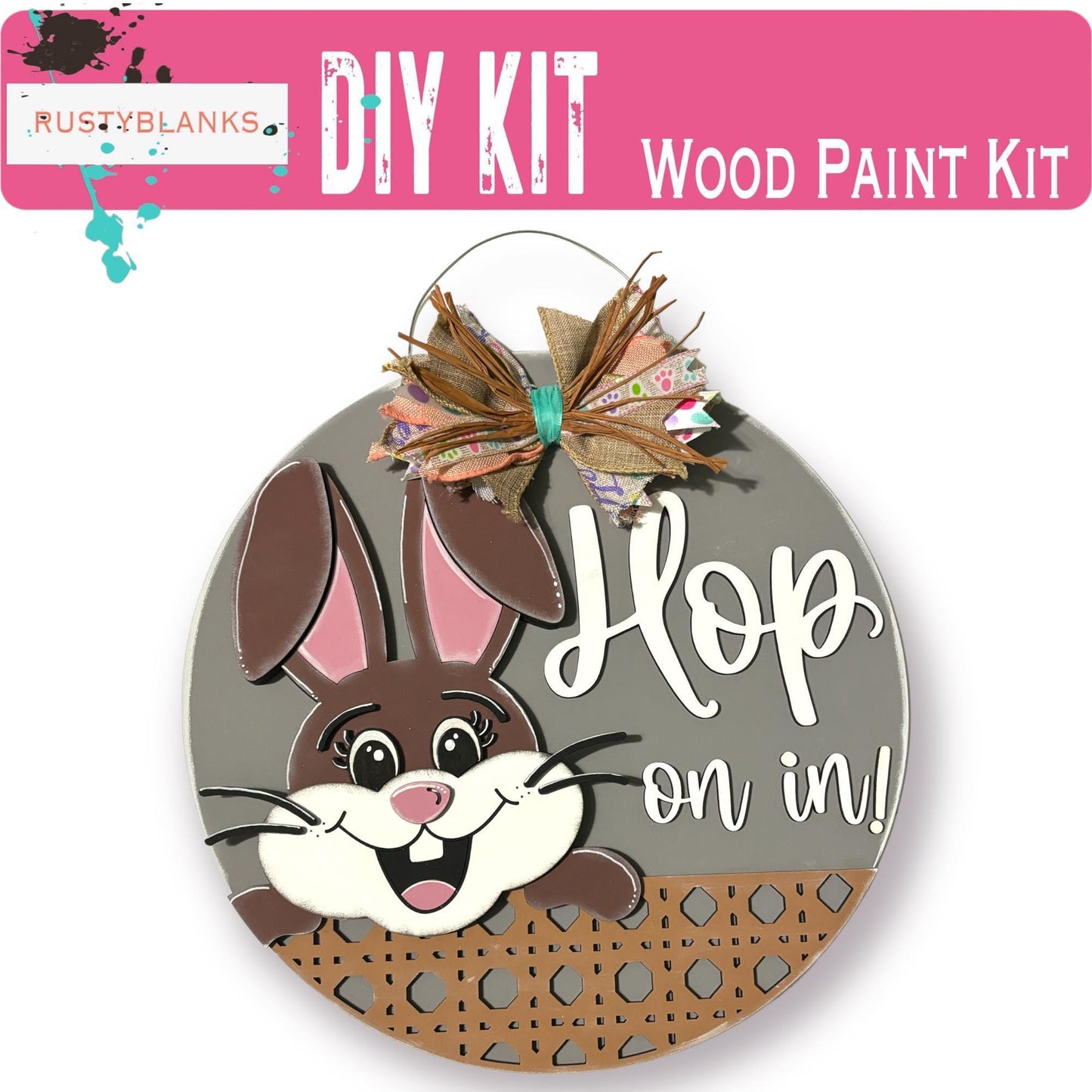 Hop on In Easter Bunny DIY and Carrots Door Hanger - Wood Blanks for Crafting - RusticFarmhouseDecor