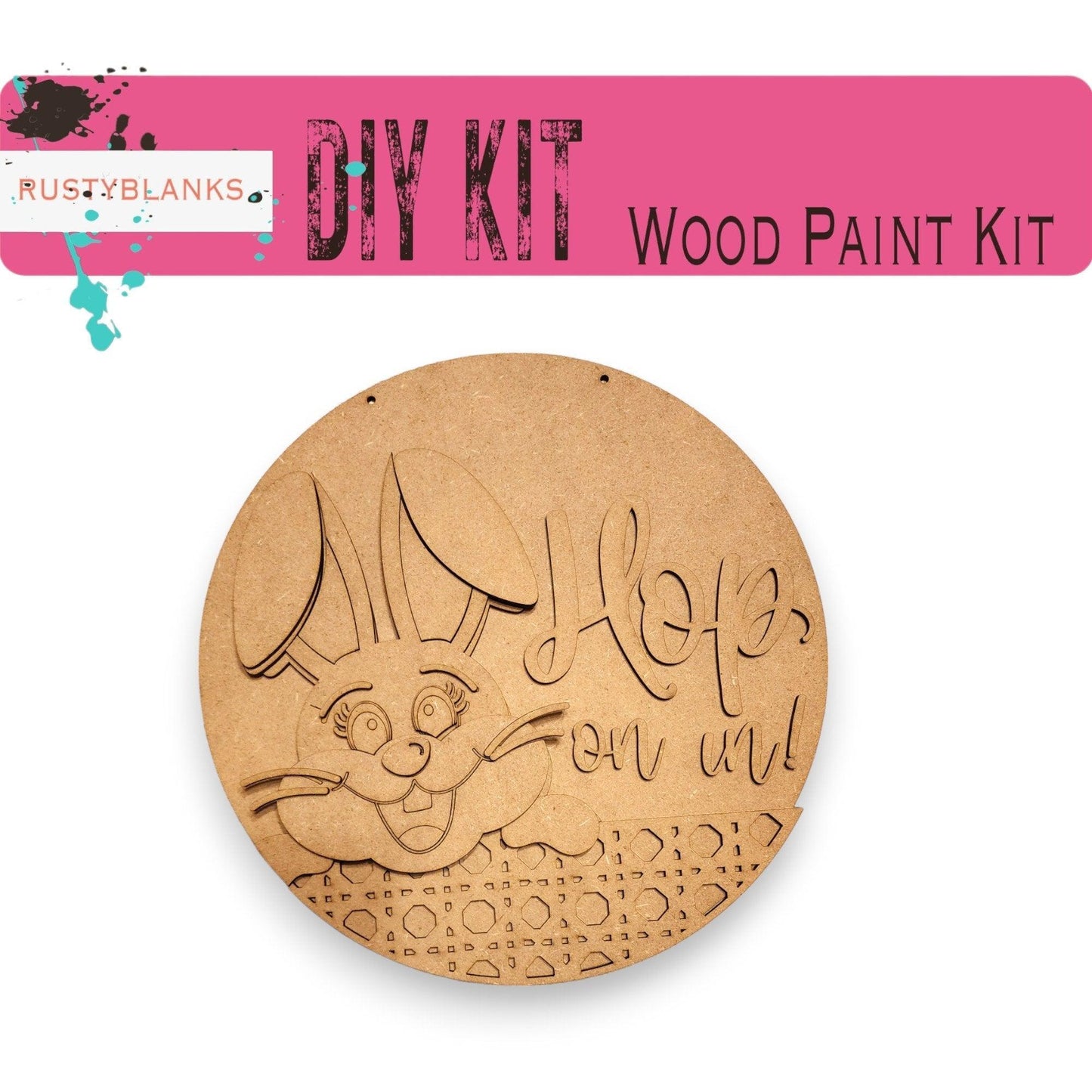 Hop on In Easter Bunny DIY and Carrots Door Hanger - Wood Blanks for Crafting - RusticFarmhouseDecor