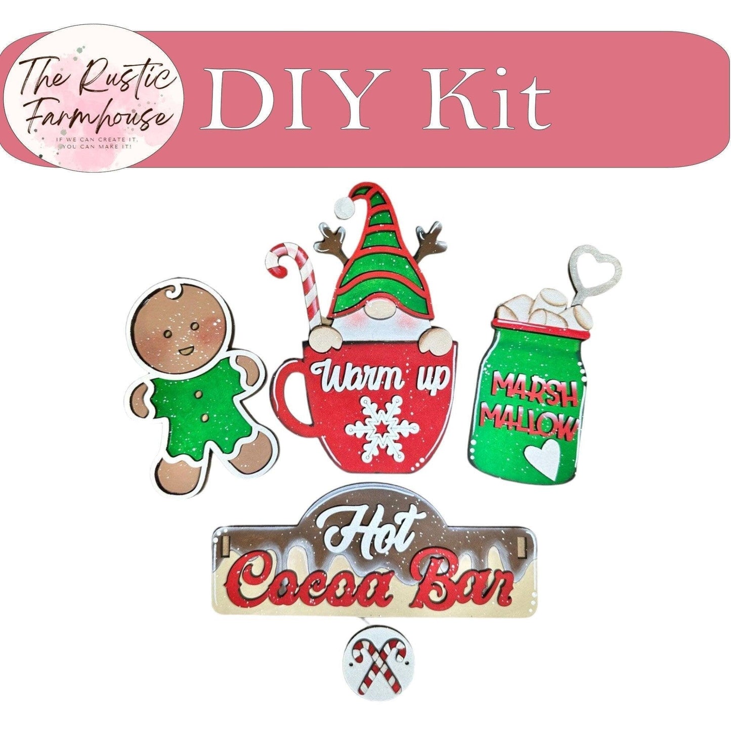 Hot Cocoa Bar - DIY Interchangeable Inserts - Tiered Tray Decor - RusticFarmhouseDecor
