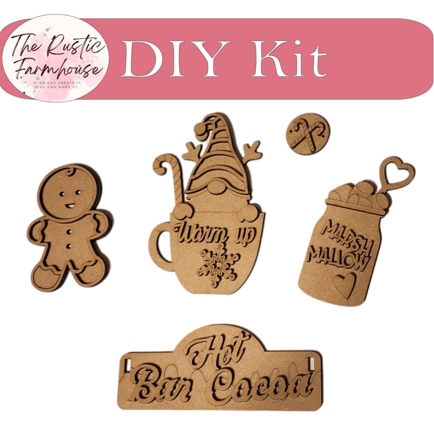 Hot Cocoa Bar - DIY Interchangeable Inserts - Tiered Tray Decor - RusticFarmhouseDecor
