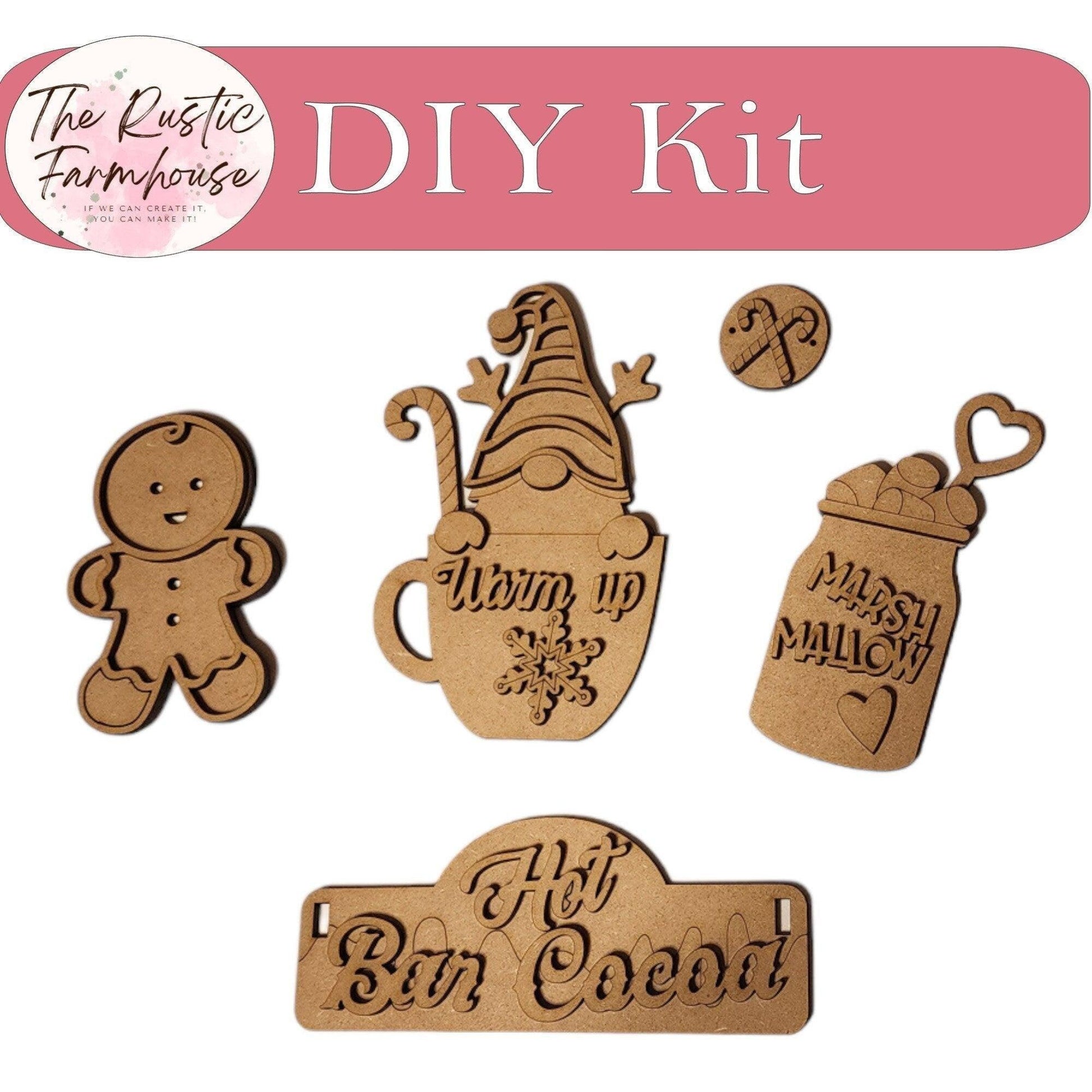 Hot Cocoa Bar - DIY Interchangeable Inserts - Tiered Tray Decor - RusticFarmhouseDecor