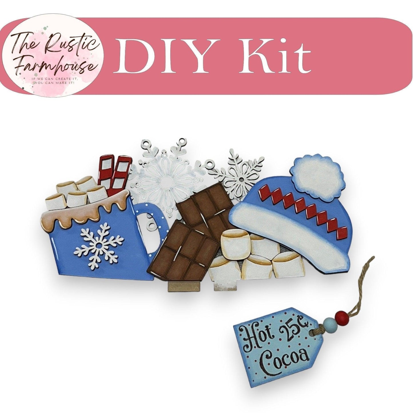 Hot Cocoa for the Interchangeable Basket Decor - Wood Blank for Painting - Inserts for Basket - RusticFarmhouseDecor