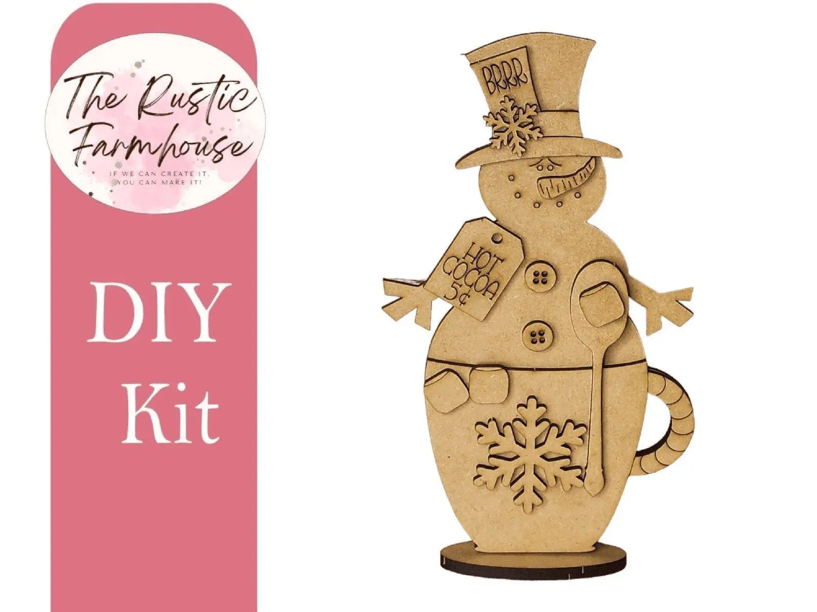 Hot Cocoa Mug Snowman, Snowman Craft, Christmas Sitters, Christmas Decor, Holiday Craft, Christmas Craft, Snowman Craft, DIY Hot Cocoa - RusticFarmhouseDecor