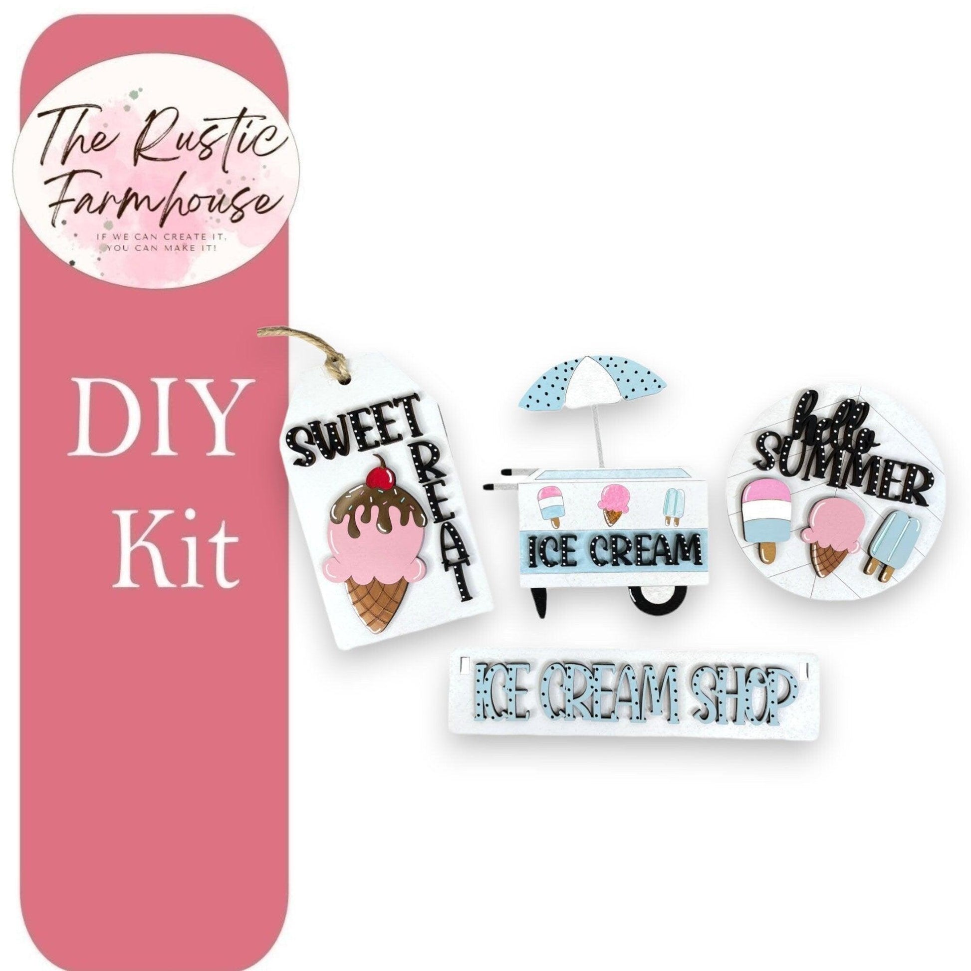 Ice Cream Shop Interchangeable for Wagon or Raised Shelf Sitter DIY Kit - RusticFarmhouseDecor