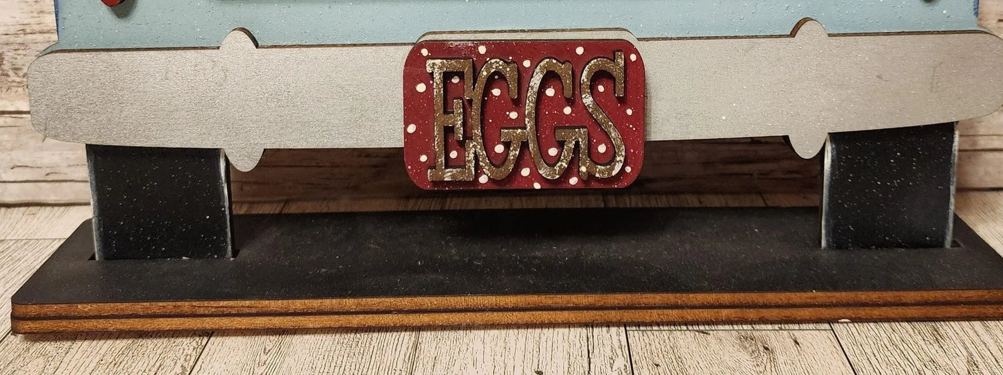 Interchangeable Farmhouse Chicken Insert, Clucker & Co. Seasonal Truck, Interchangeable Farmhouse Truck, Breadboard Insert - RusticFarmhouseDecor