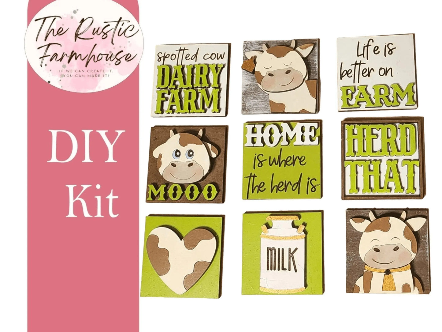 Interchangeable Mini Cow Tiles DiY Kit - RusticFarmhouseDecor