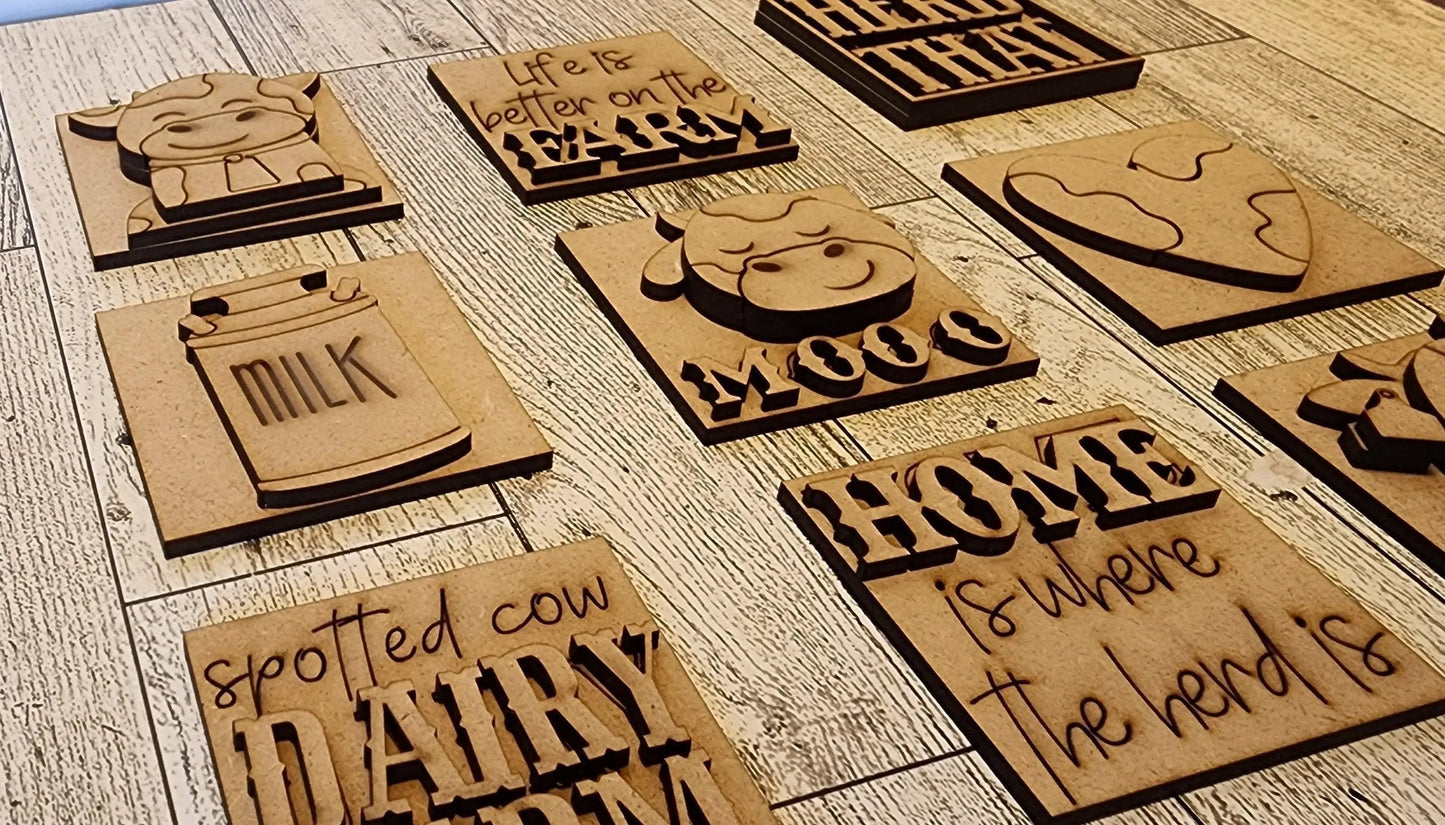 Interchangeable Mini Cow Tiles DiY Kit - RusticFarmhouseDecor
