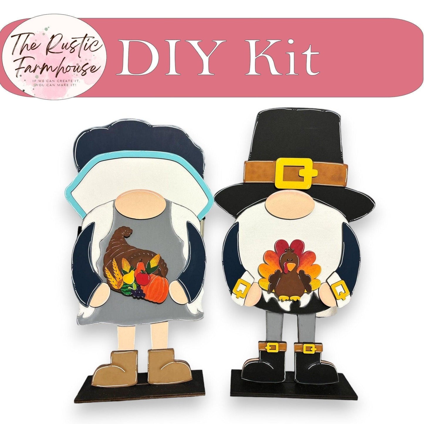 Interchangeable Pilgrim Boy Gnome Add Ons for our Tall Porch Gnome - Turkey - RusticFarmhouseDecor