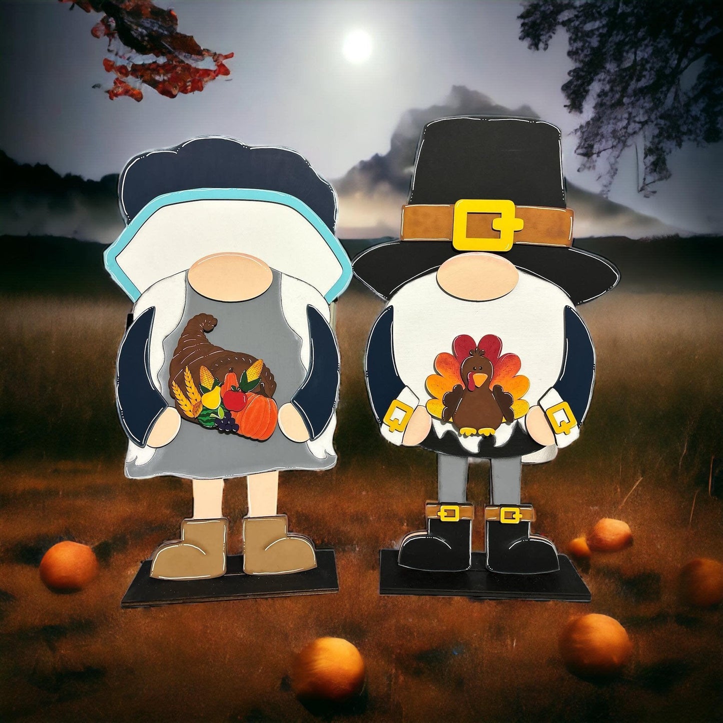 Interchangeable Pilgrim Girl Gnome Add Ons for our Tall Porch Gnome - RusticFarmhouseDecor